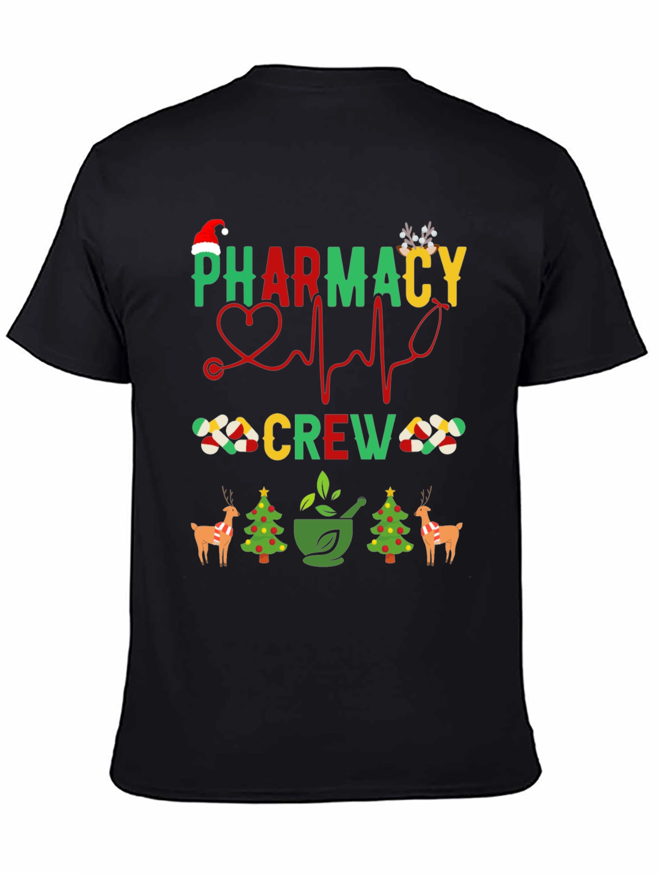 Black Pharmacy Crew Christmas T-Shirt view 4