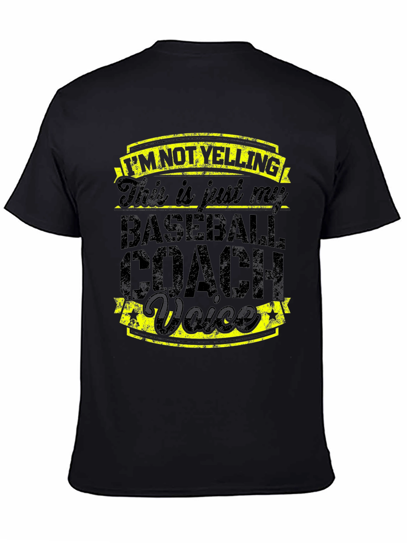 Black Baseball Coach Voice T-Shirt - Funny Sports Tee view 4