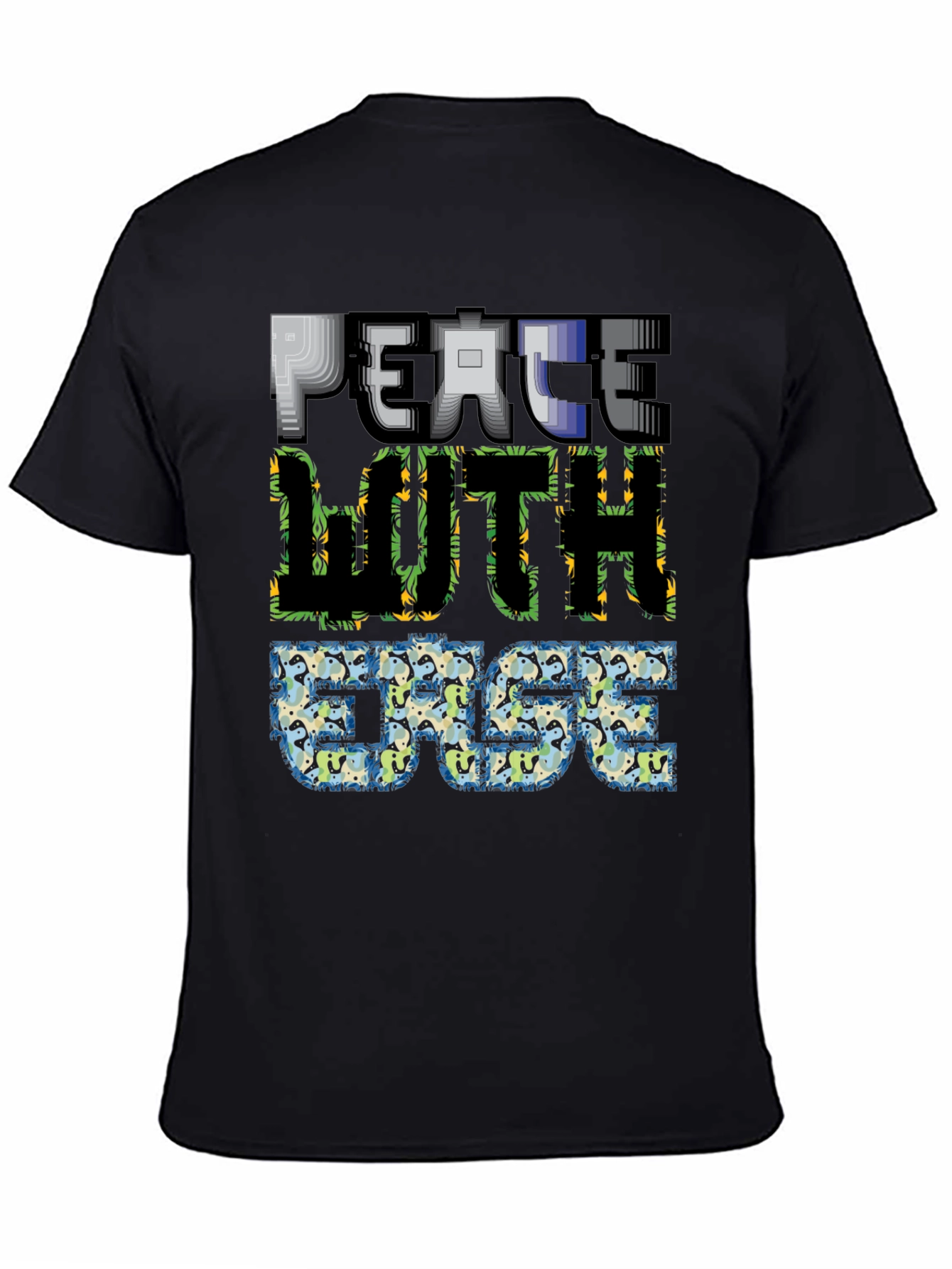 Black Peace With Ease Graphic Print Black T-Shirt view 4