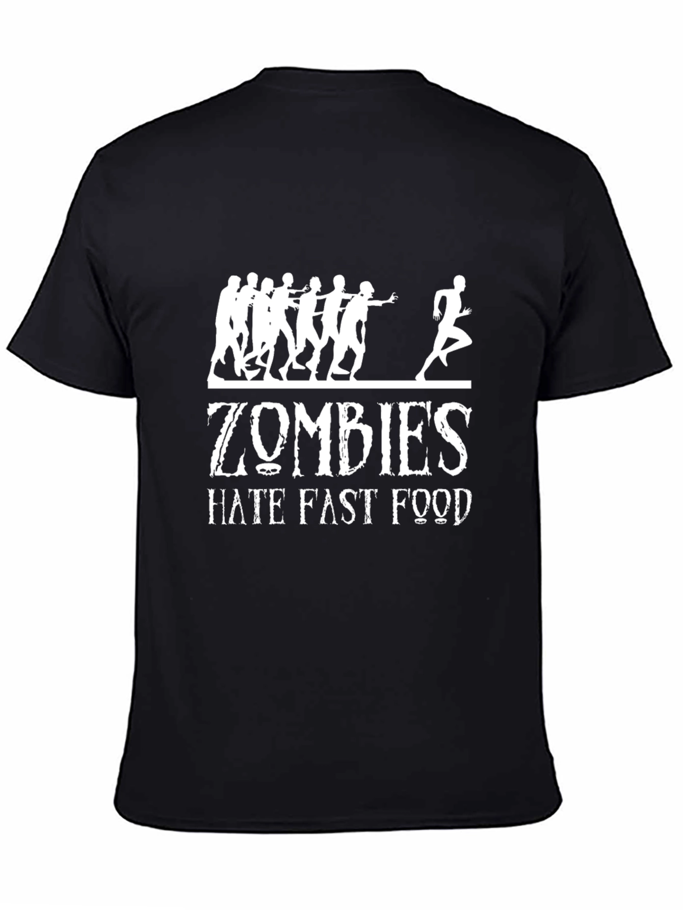 Black Zombies Hate Fast Food Graphic T-Shirt view 4