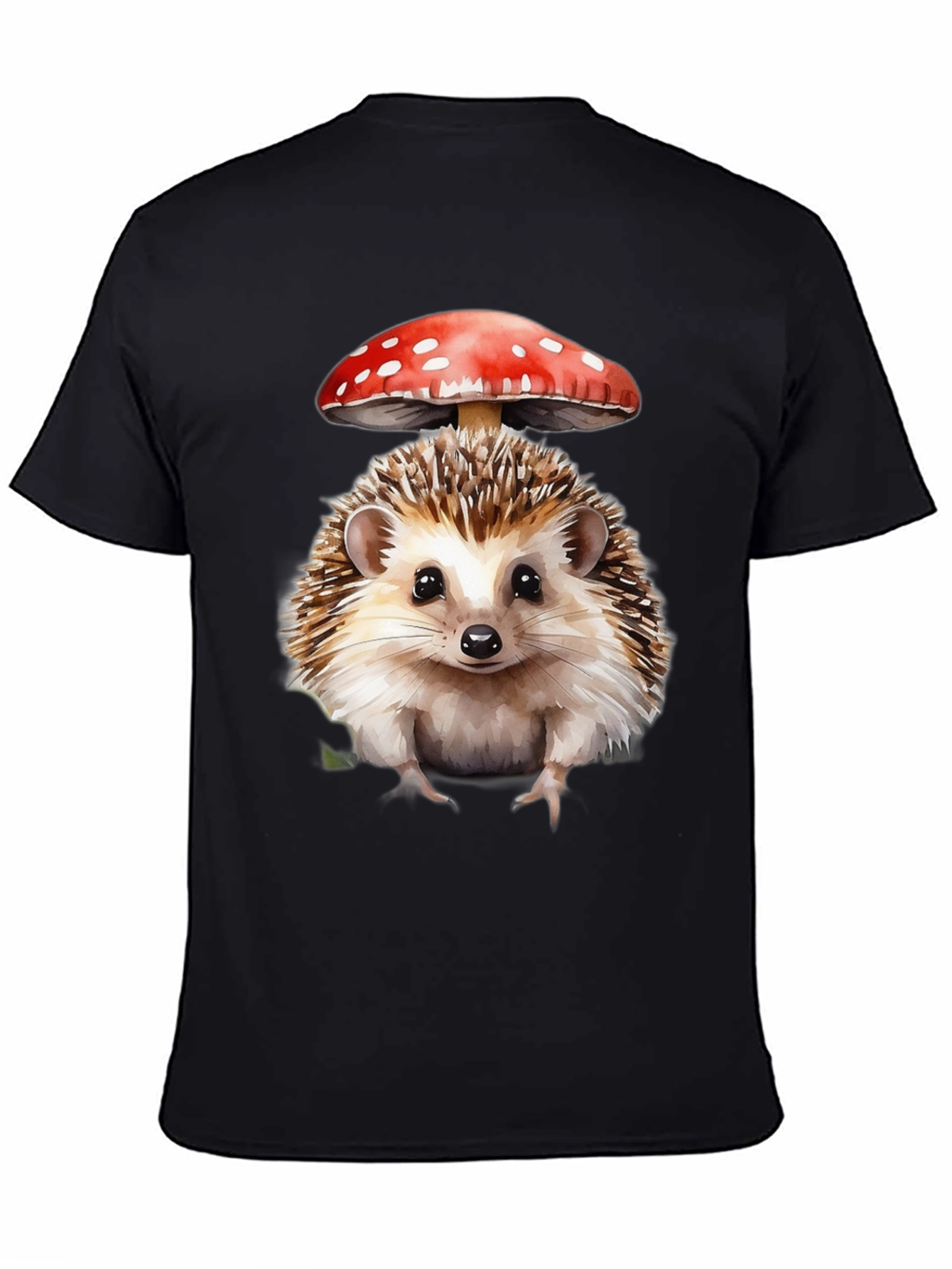 Black Hedgehog Mushroom Graphic Tee - Nature Lover's Shirt view 4