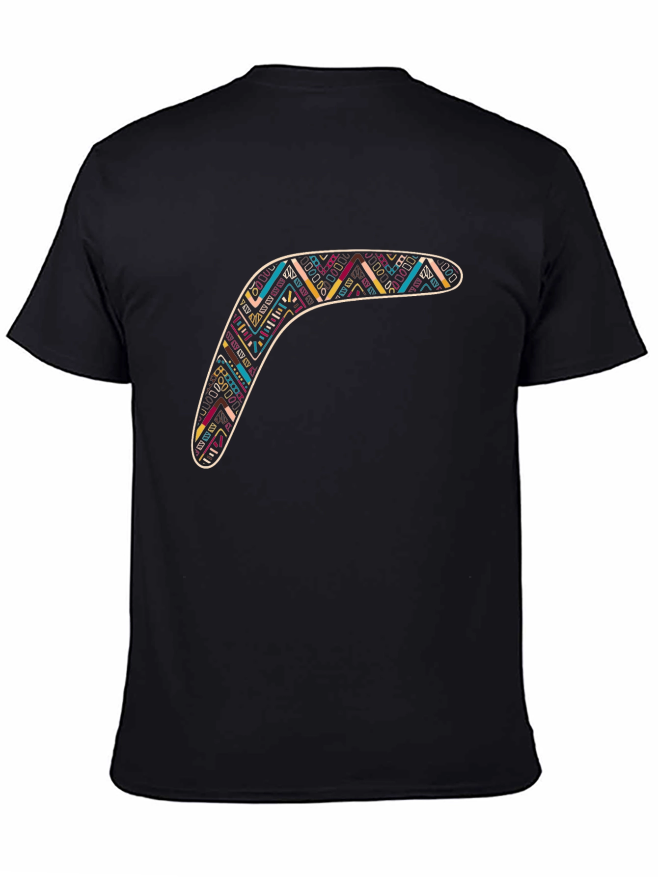 Black Boomerang Graphic Tee - Stylish Tribal Design view 4