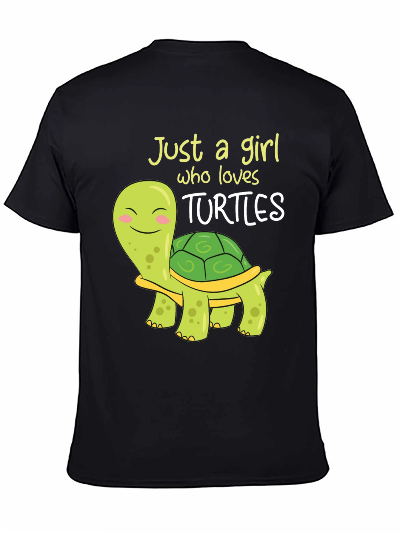 Black Cute Turtle Lover T-Shirt - Just A Girl Who Loves Turtles! view 4