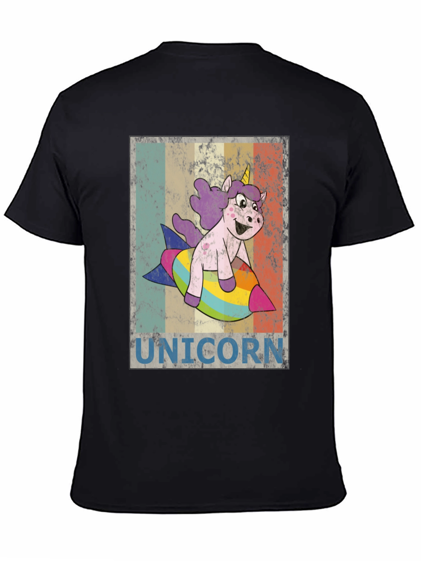 Black Unicorn Rocket Ride Graphic Tee - Fun & Unique! view 4