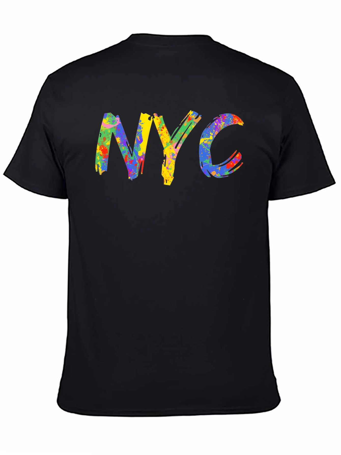 Black NYC Colorful Paint Splatter Graphic Tee view 4