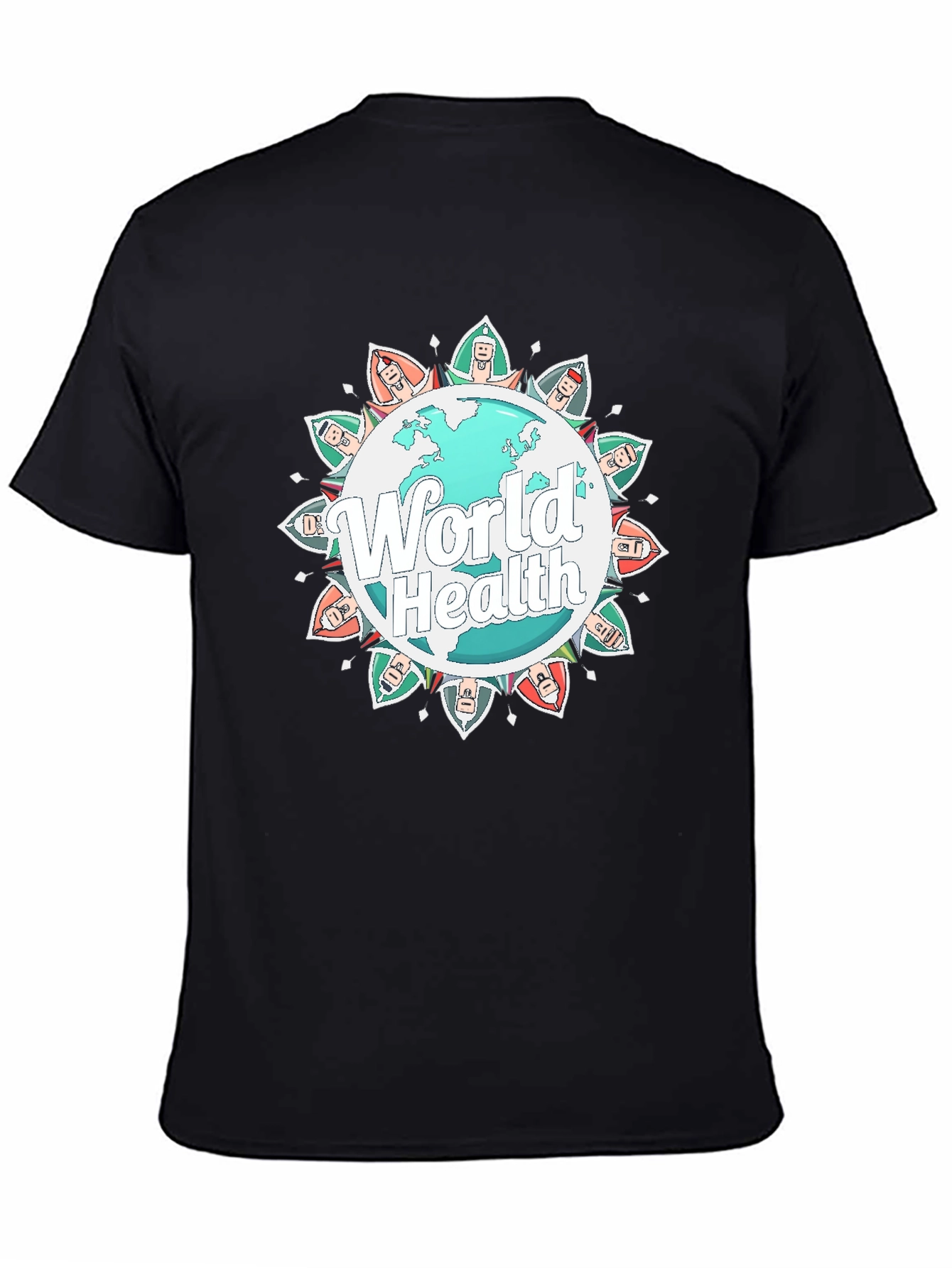 Black World Health Graphic Tee - Unisex Black T-Shirt view 4