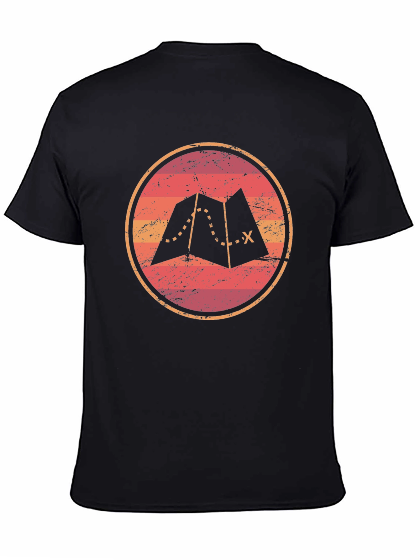 Black Adventure Map Graphic Tee - Unisex Soft Black T-Shirt view 4