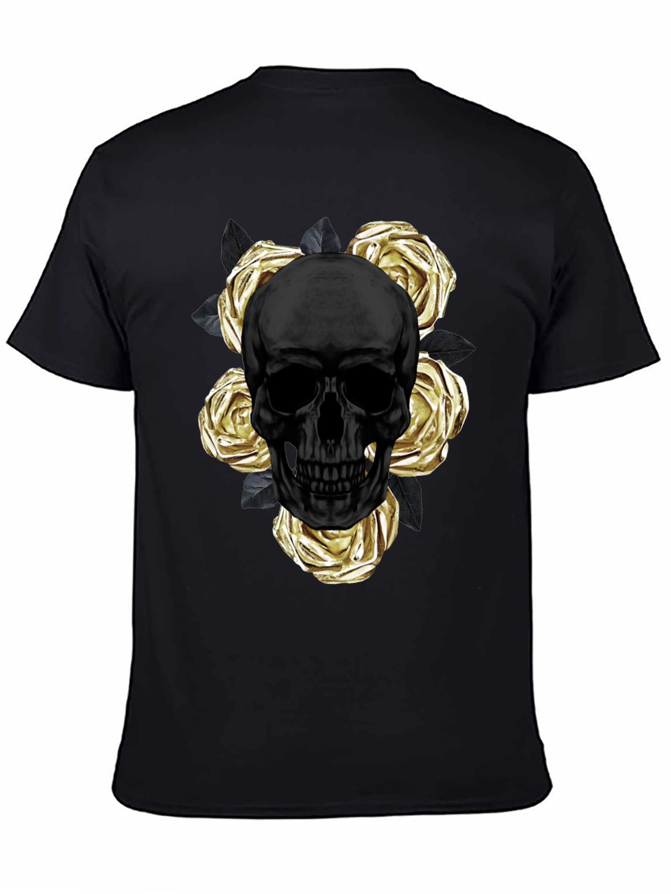 Black Skull & Roses Graphic Tee - Modern Style view 4