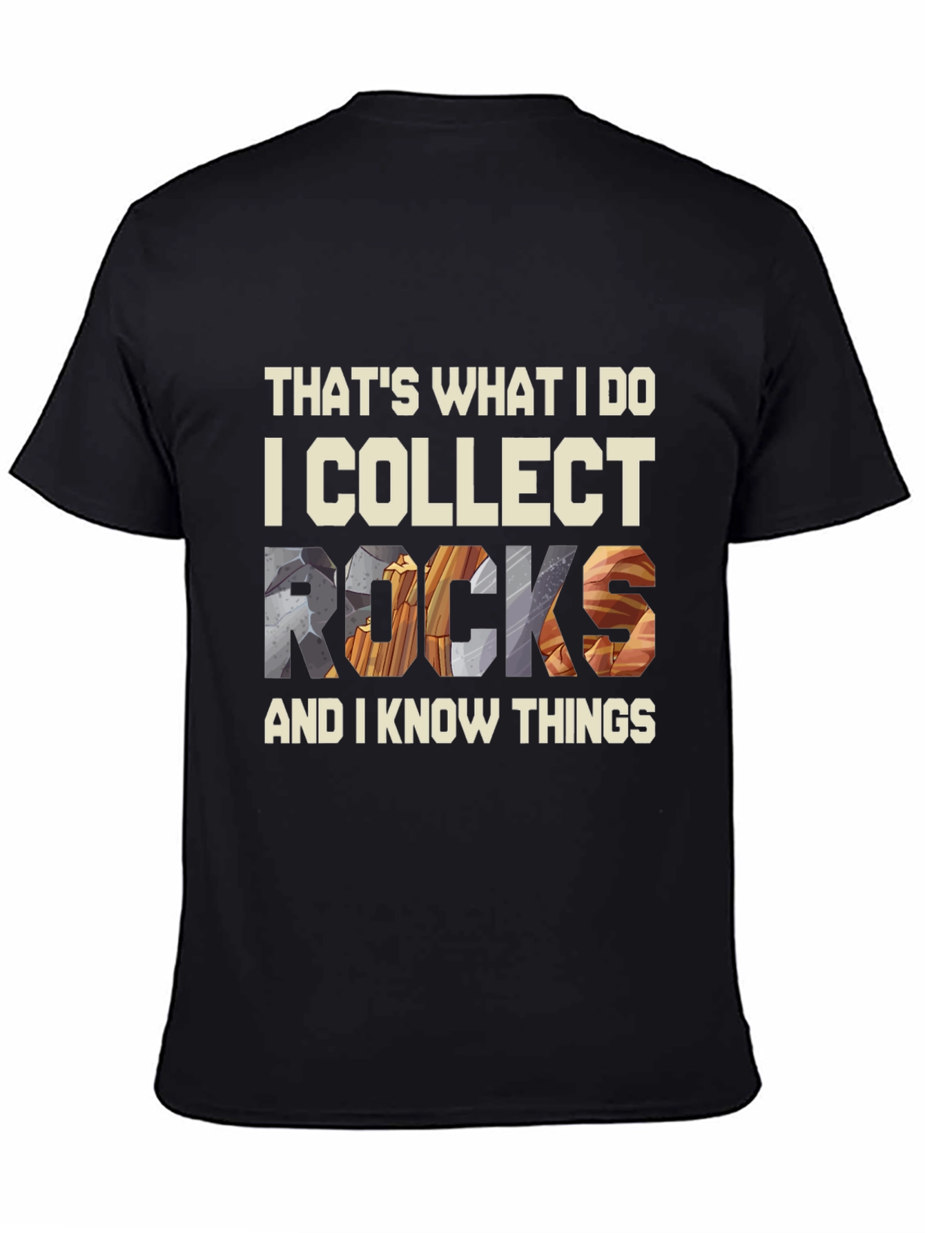 Black I Collect Rocks T-Shirt: Geologist Humor Tee view 4