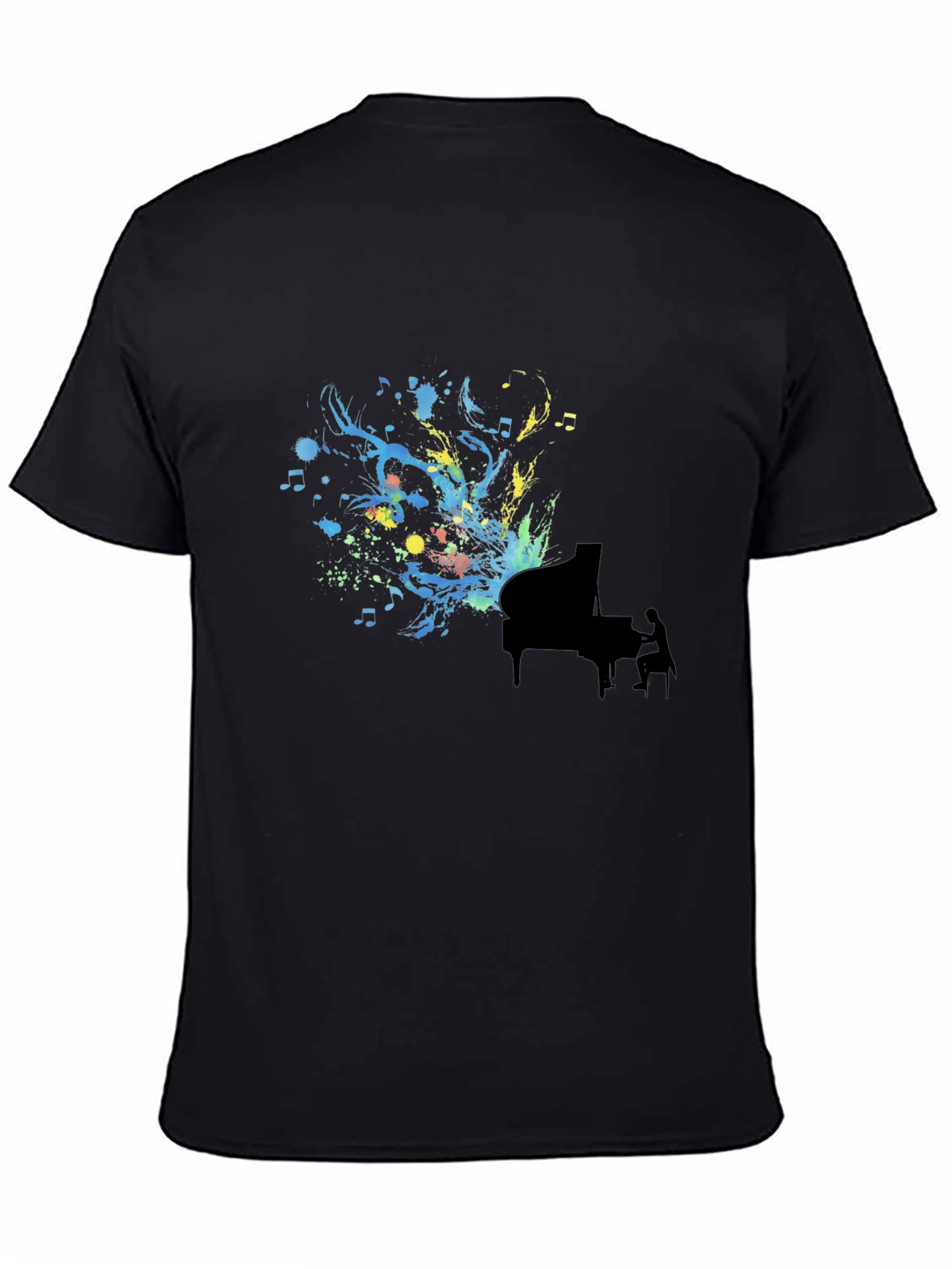 Black Abstract Piano Art Black T-Shirt view 4