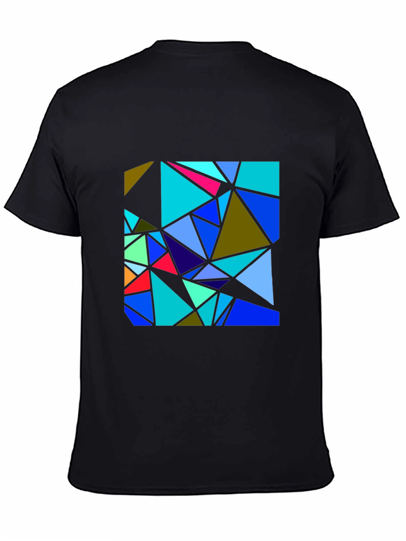 Black Abstract Geometric Triangle T-Shirt view 4
