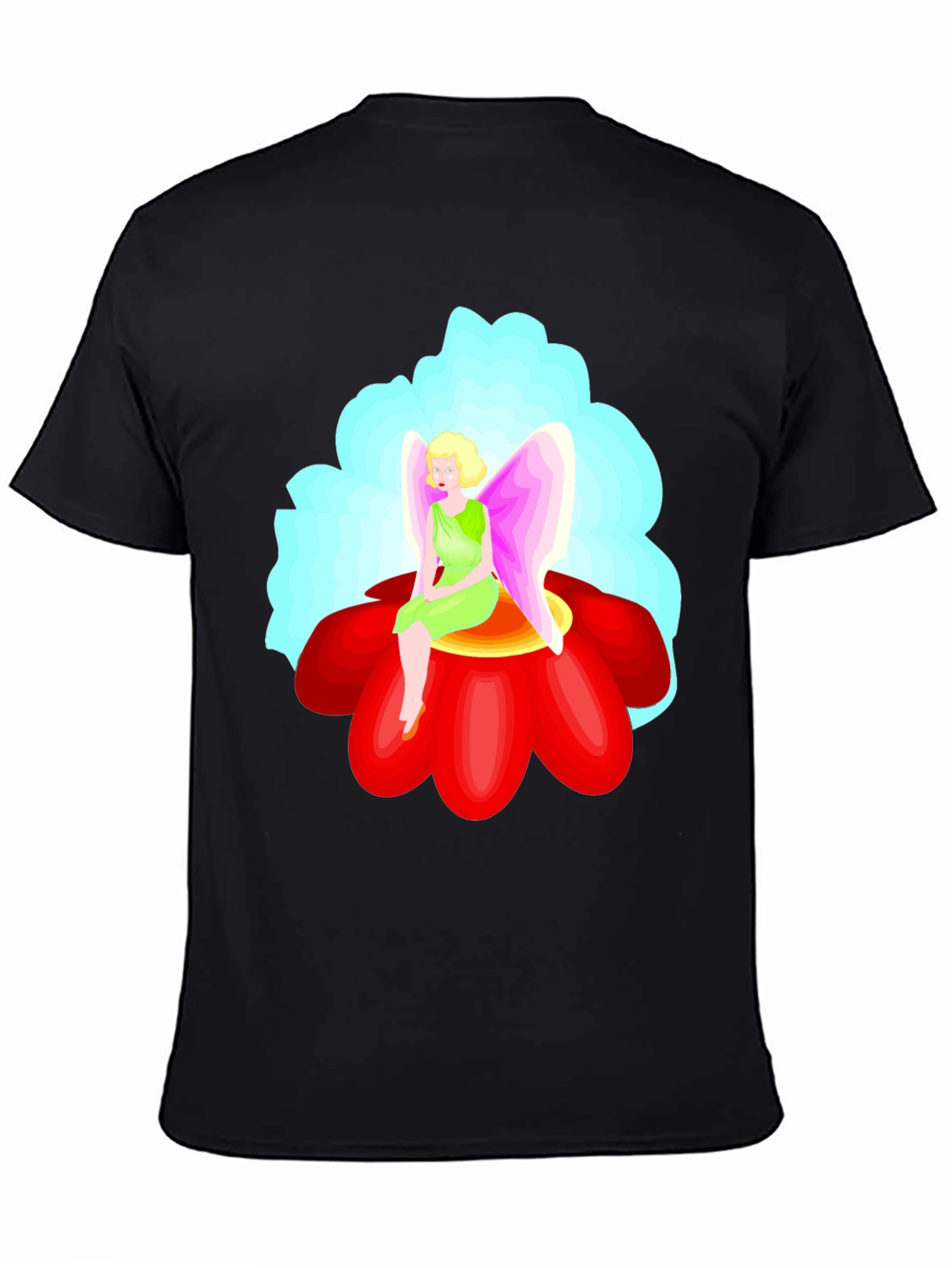 Black Fairy Flower T-Shirt - Unique Graphic Tee view 4