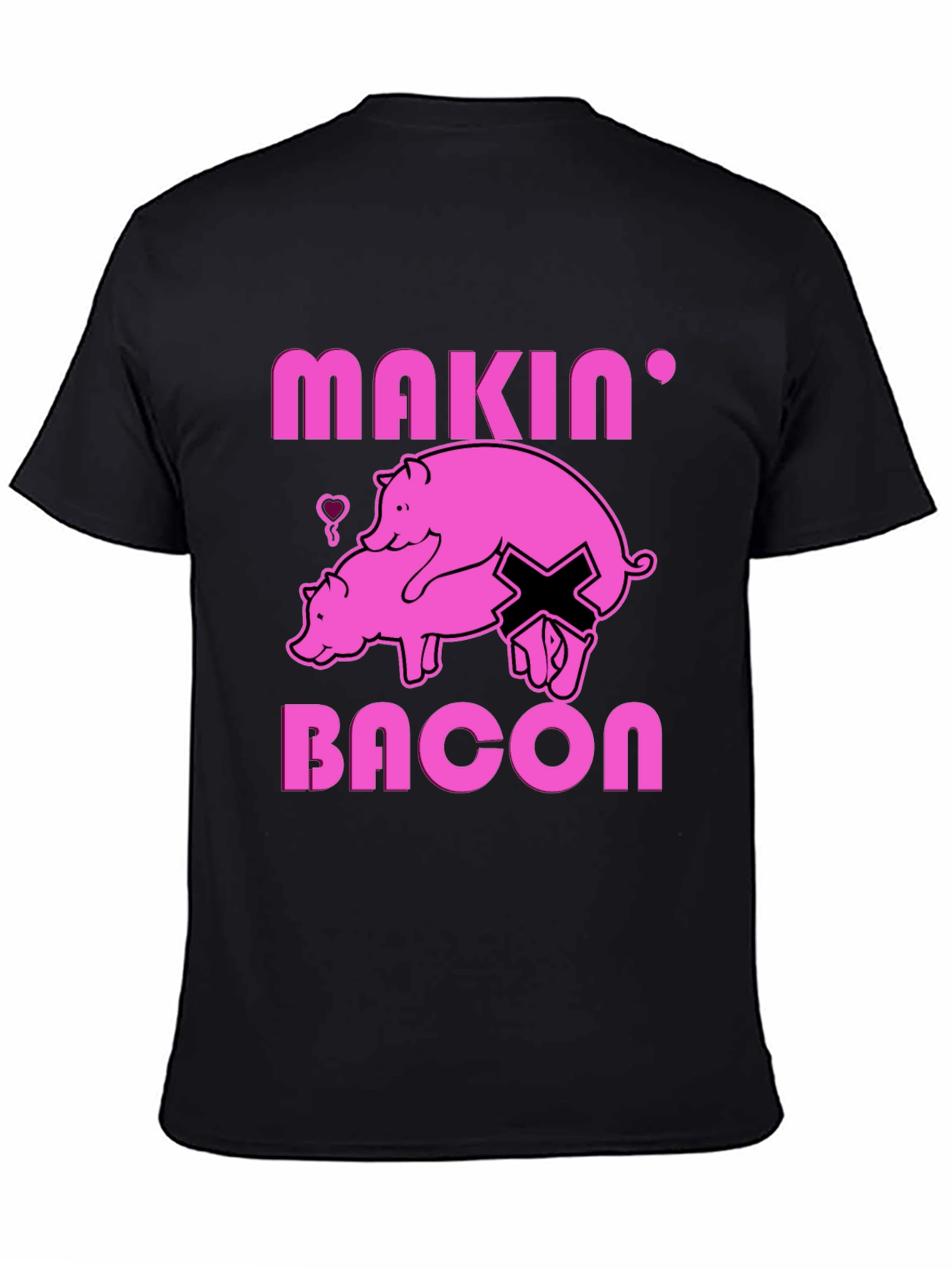 Black Makin' Bacon Graphic T-Shirt - Funny Pig Design view 4