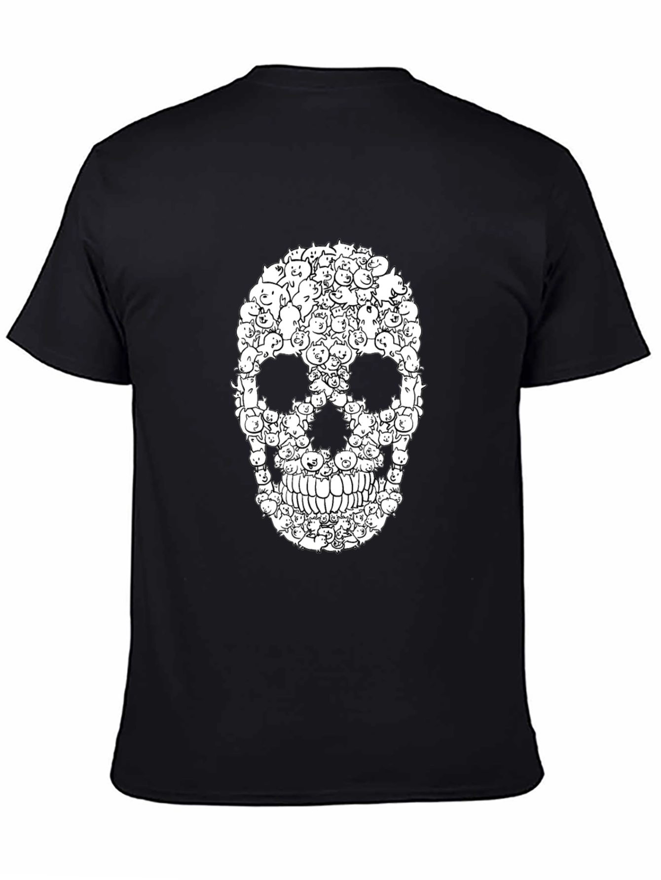 Black Cat Skull T-Shirt - Black view 4