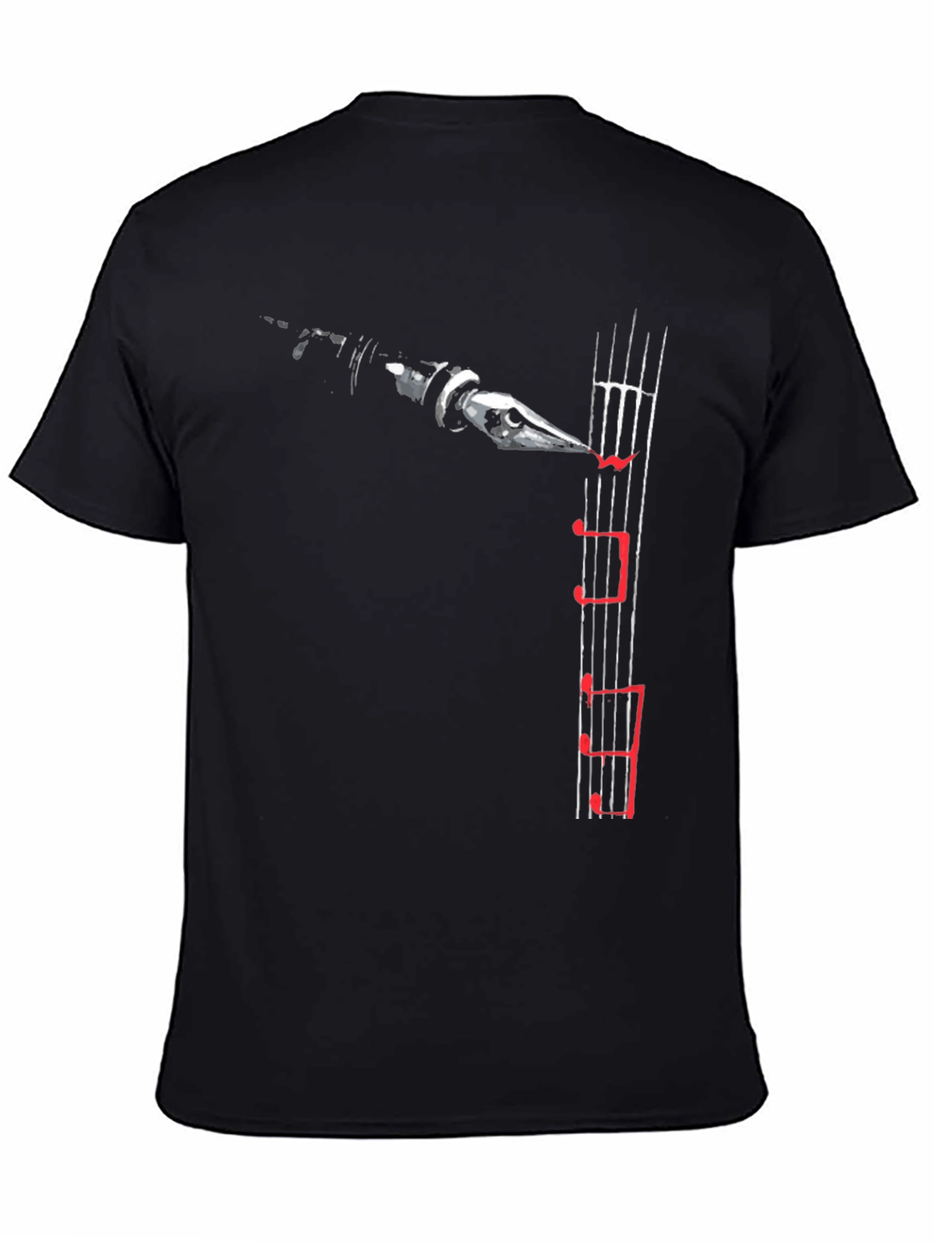 Black Musical Clarinet T-Shirt - Black, Music Lover's Tee view 4