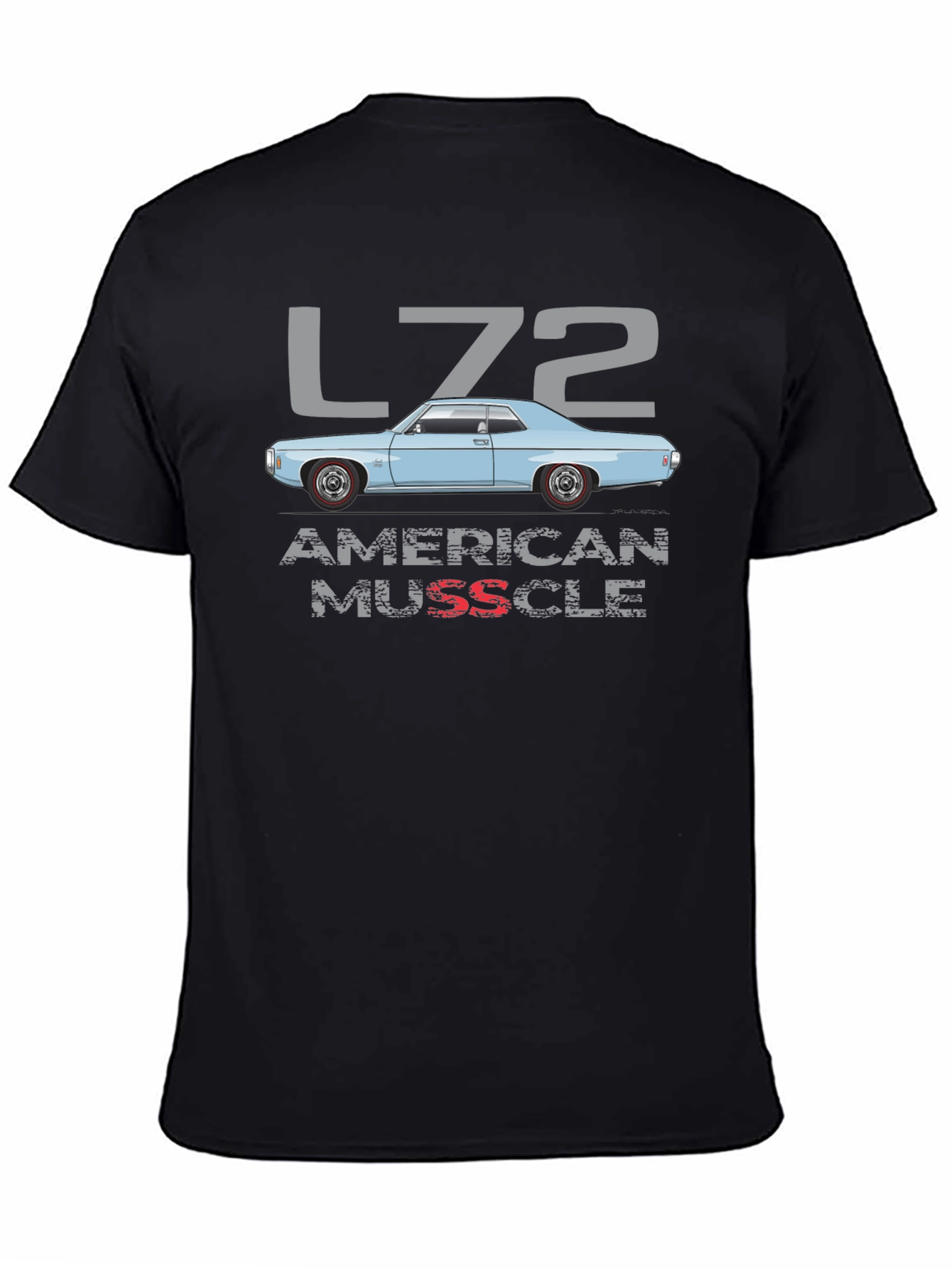 Black L72 American Muscle Car Graphic T-Shirt view 4