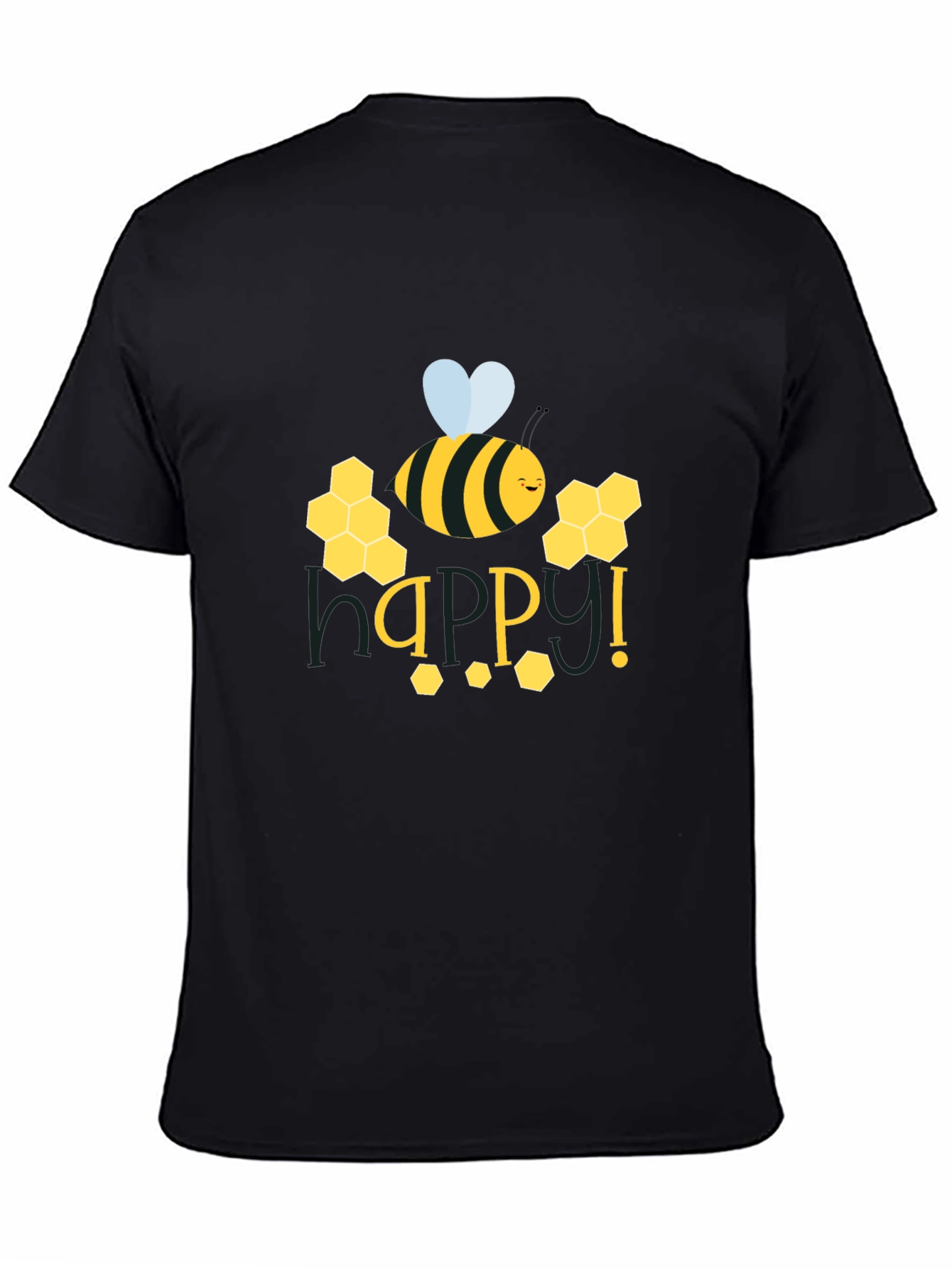 Black Happy Bee Graphic Tee - Black view 4