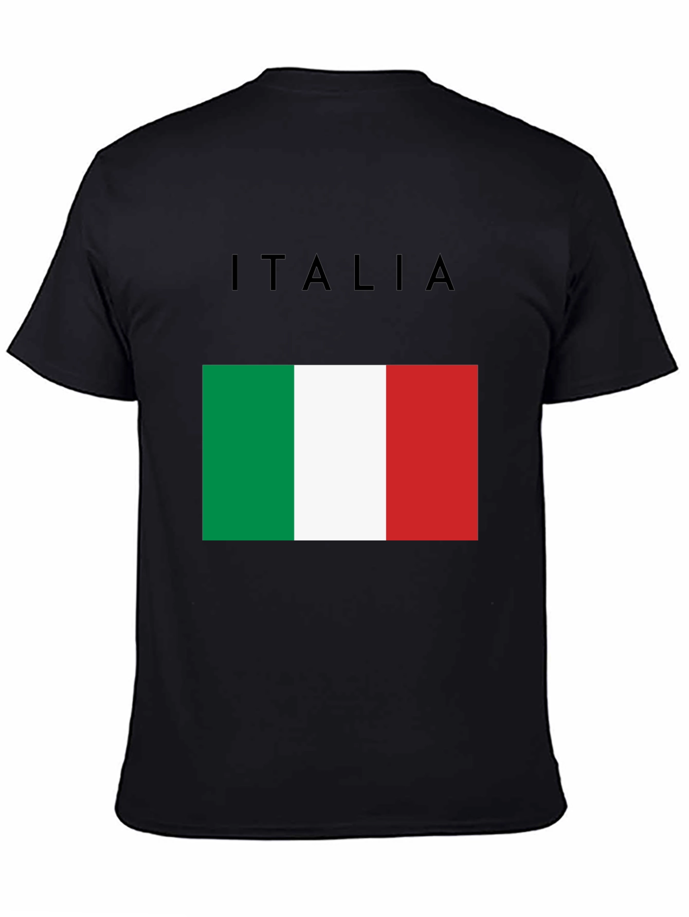 Black Italy Flag Graphic T-Shirt - Black Casual Tee view 4