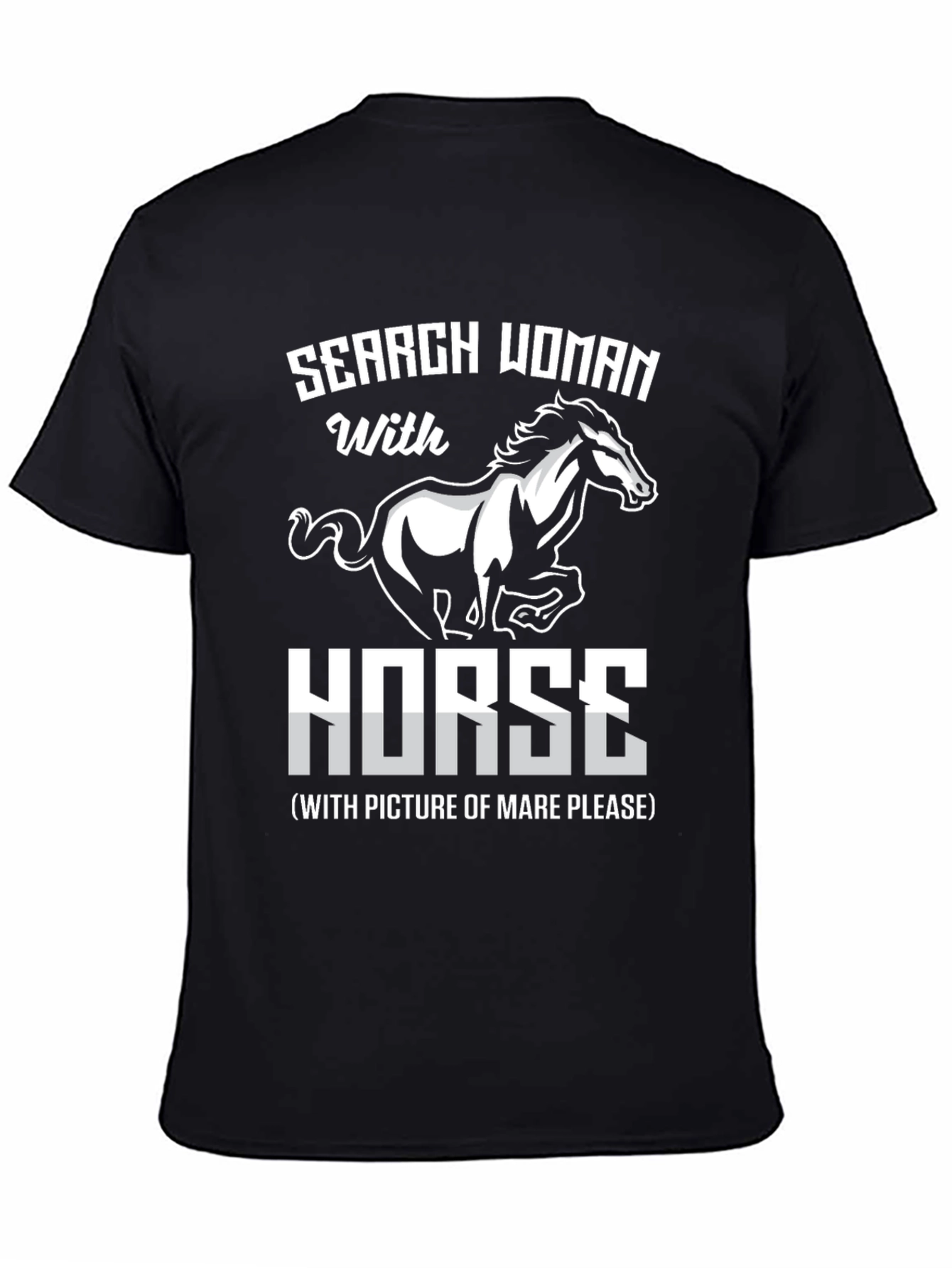 Black Search Woman with Horse Black Graphic Tee view 4