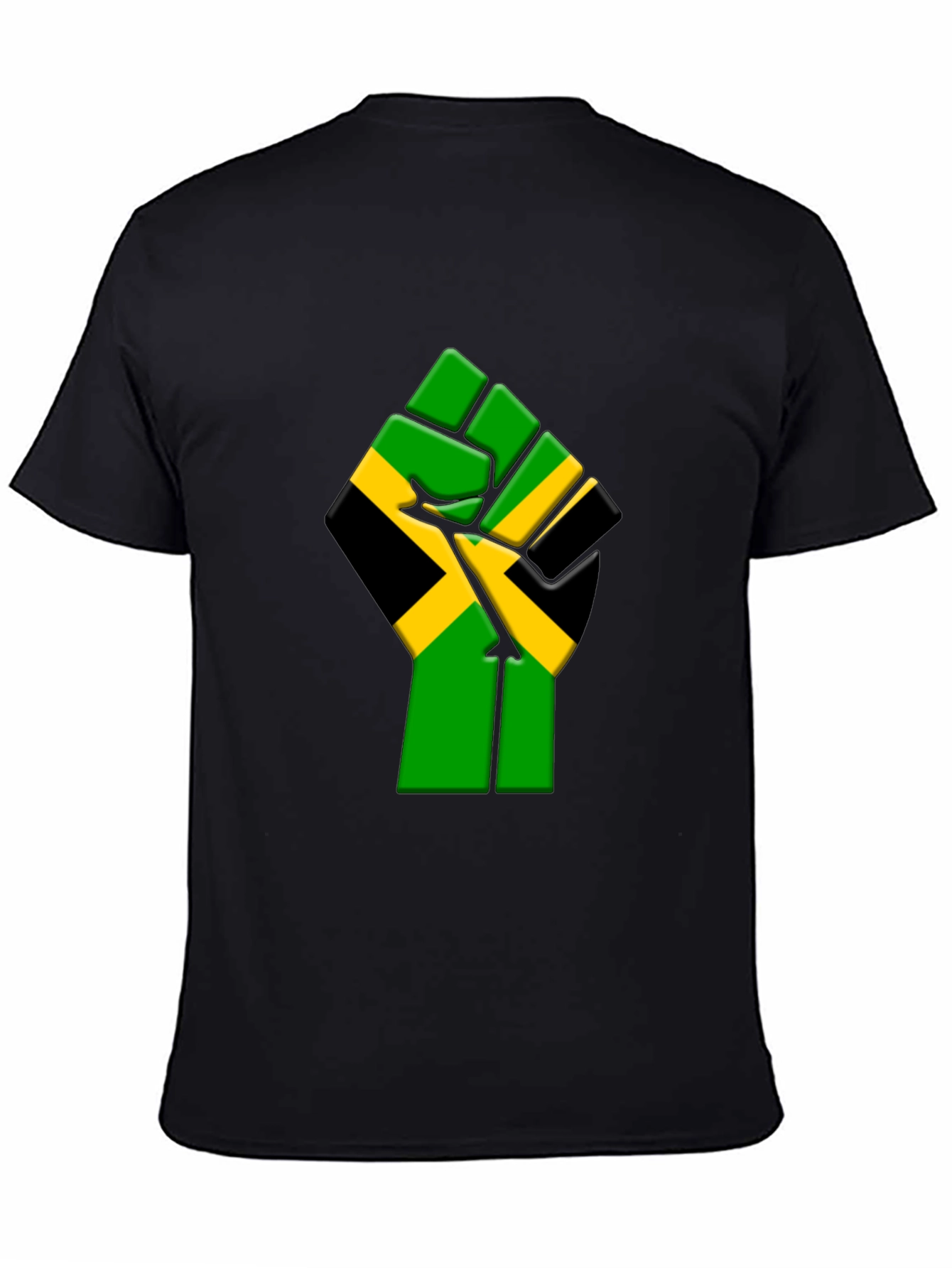Black Jamaica Flag Fist Graphic T-Shirt - Black view 4