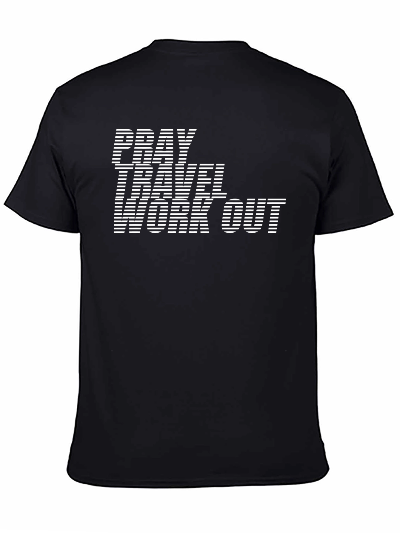 Black Pray Travel Workout Black Graphic Tee view 4