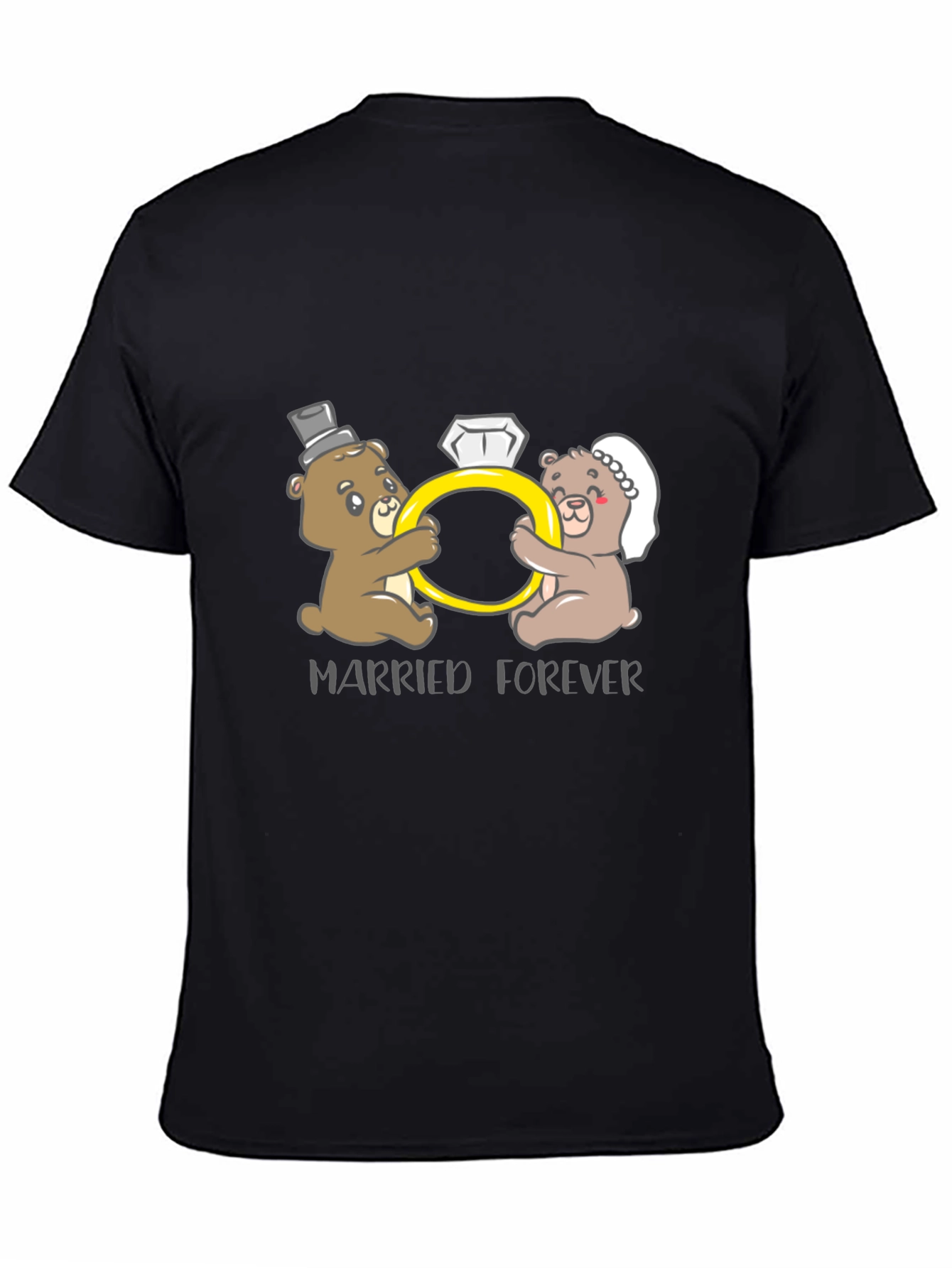 Black Married Forever Bear Couple T-Shirt view 4