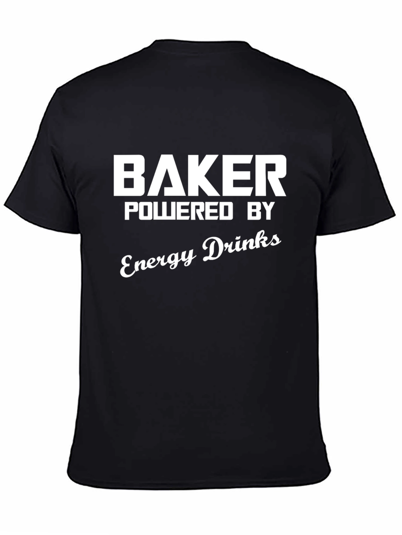 Black Baker Powered By Energy Drinks Black T-Shirt view 4