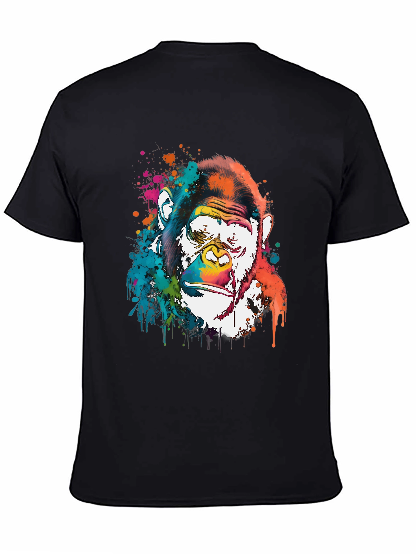 Black Colorful Gorilla Graphic Print Men's T-Shirt view 4