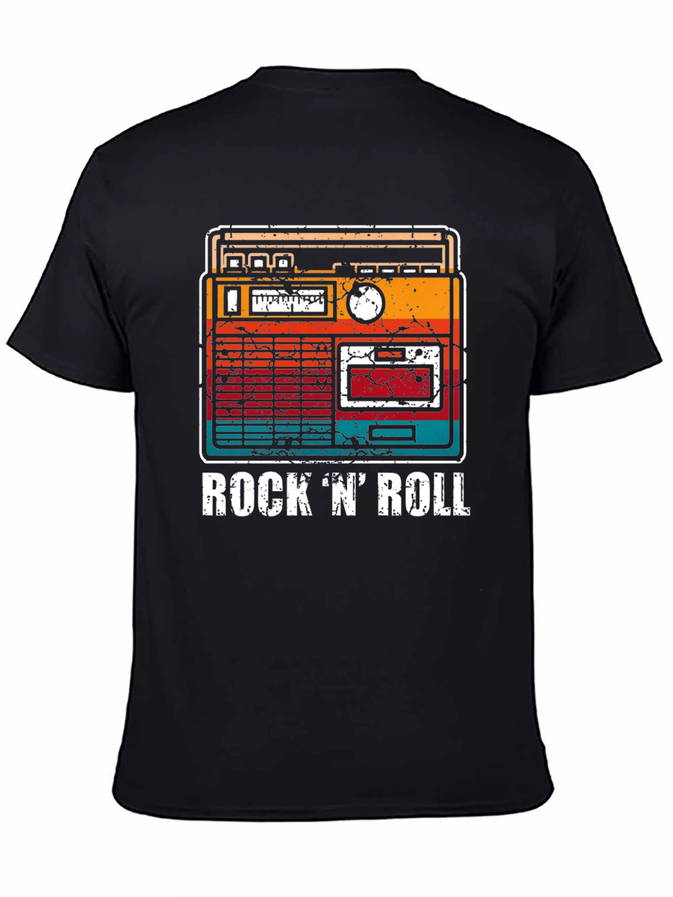 Black Retro Rock 'N' Roll Radio T-Shirt view 4