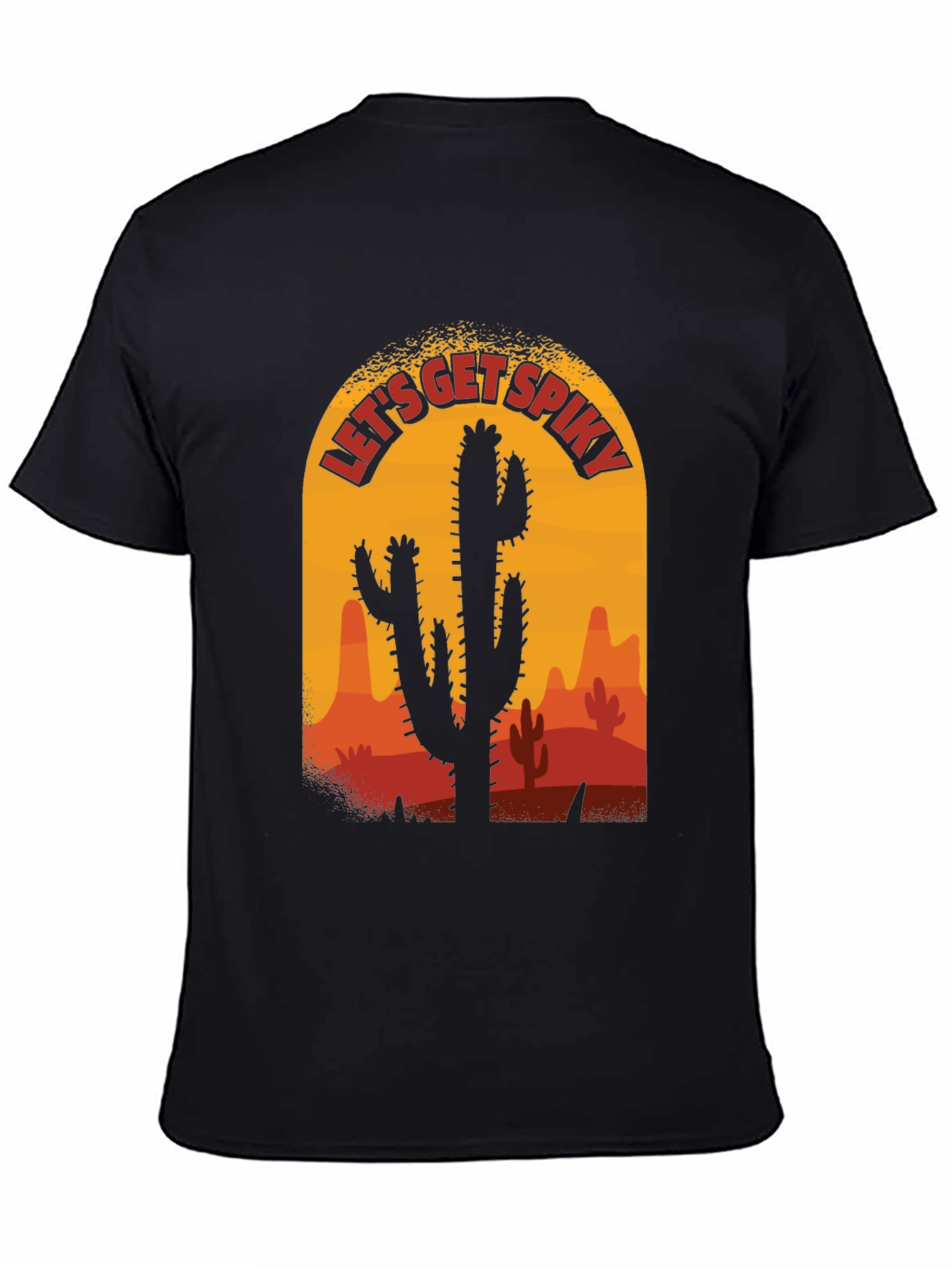 Black Let's Get Spiky Cactus T-Shirt view 4