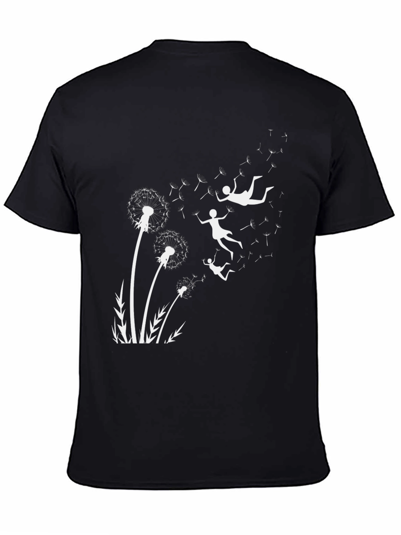 Black Whimsical Dandelion Dream T-Shirt view 4