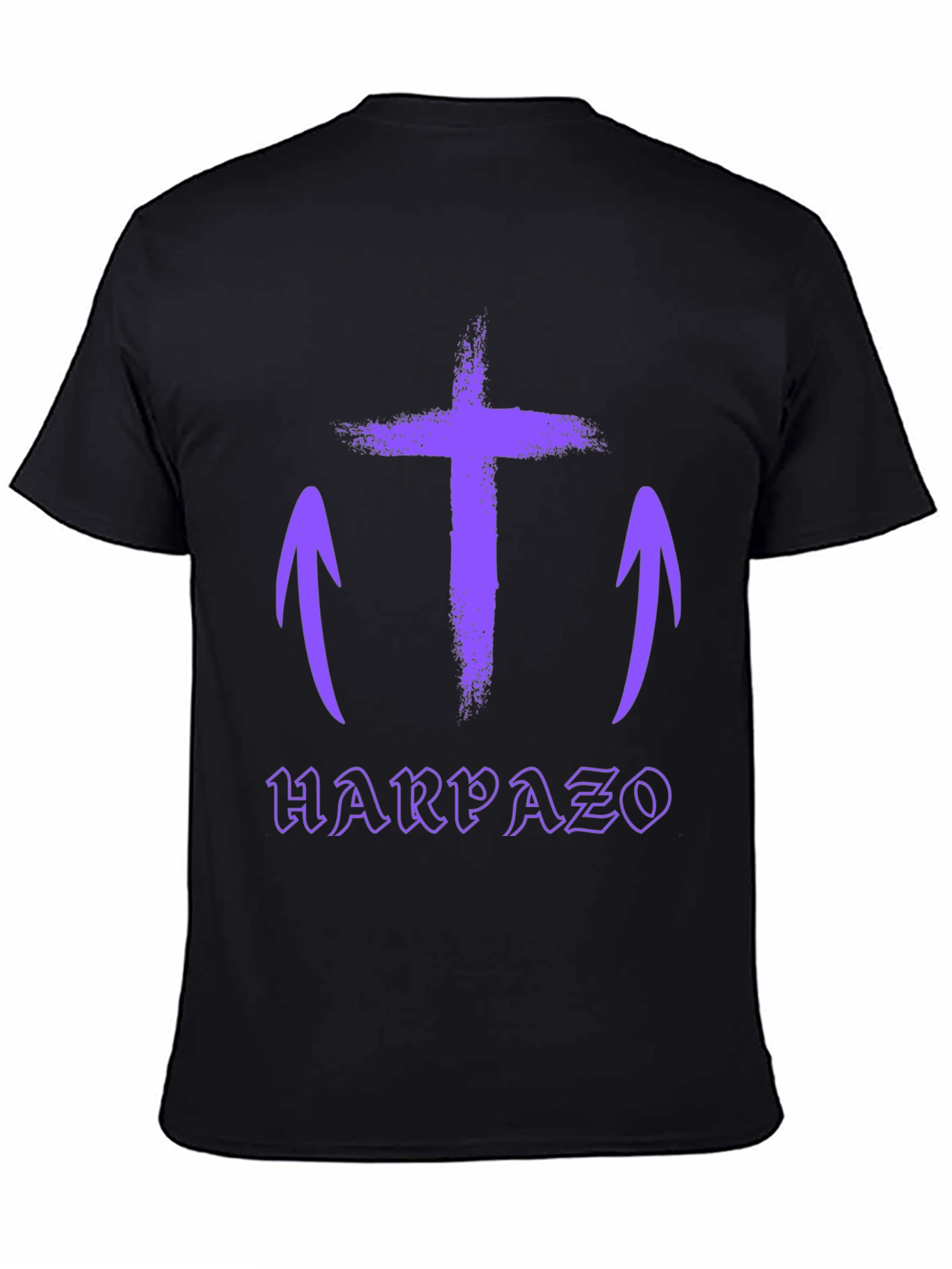Black Grunge Cross Graphic Tee - Harpaso Black T-Shirt view 4