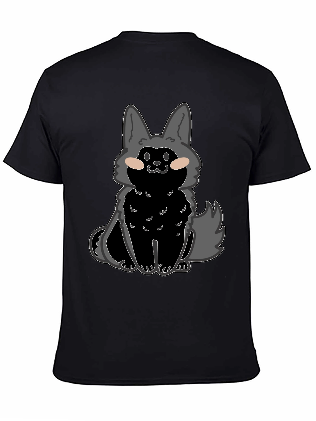 Black Cartoon Wolf Graphic T-Shirt view 4