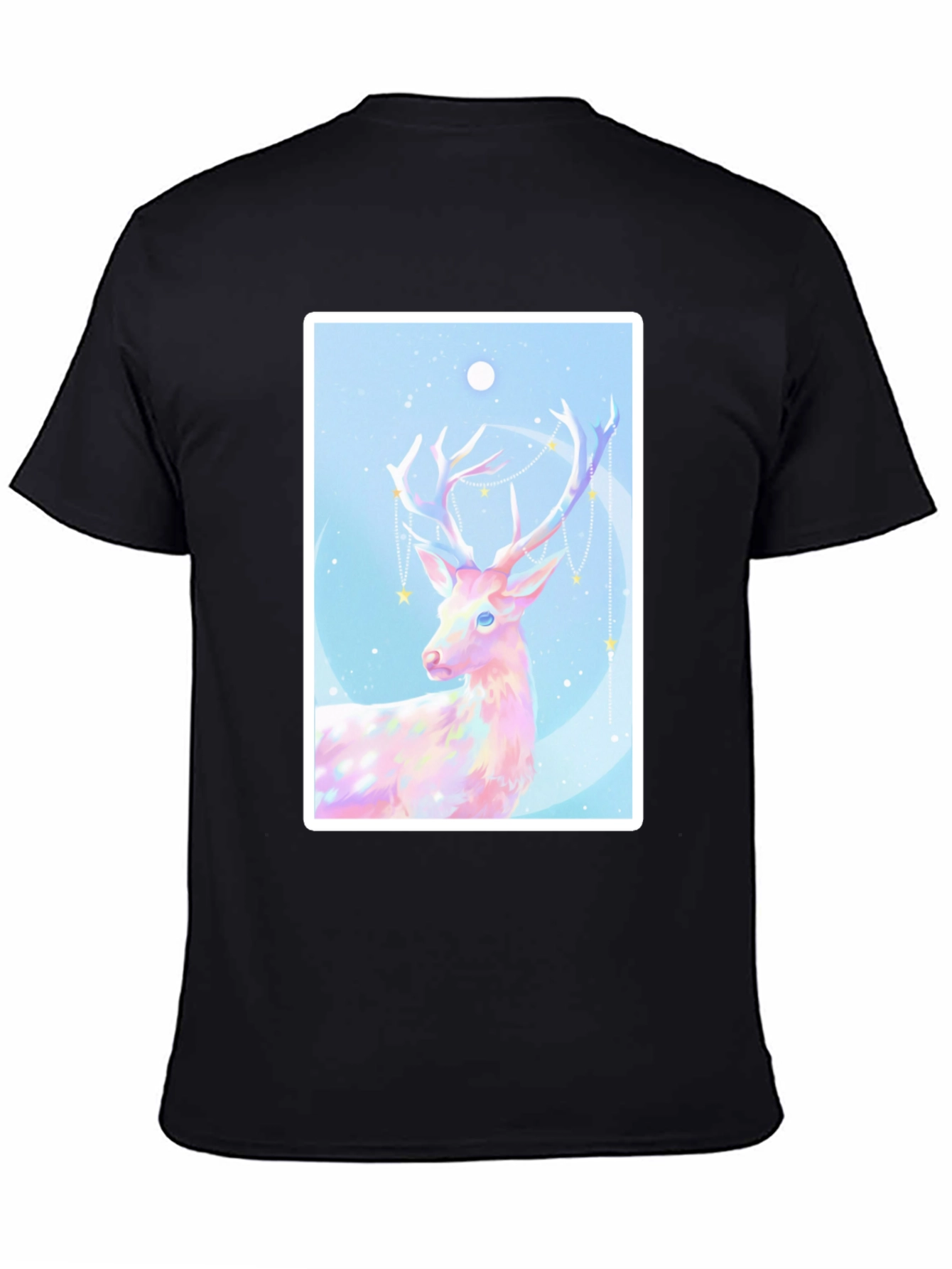 Black Mystical Deer Graphic Tee - Black Cotton Blend view 4