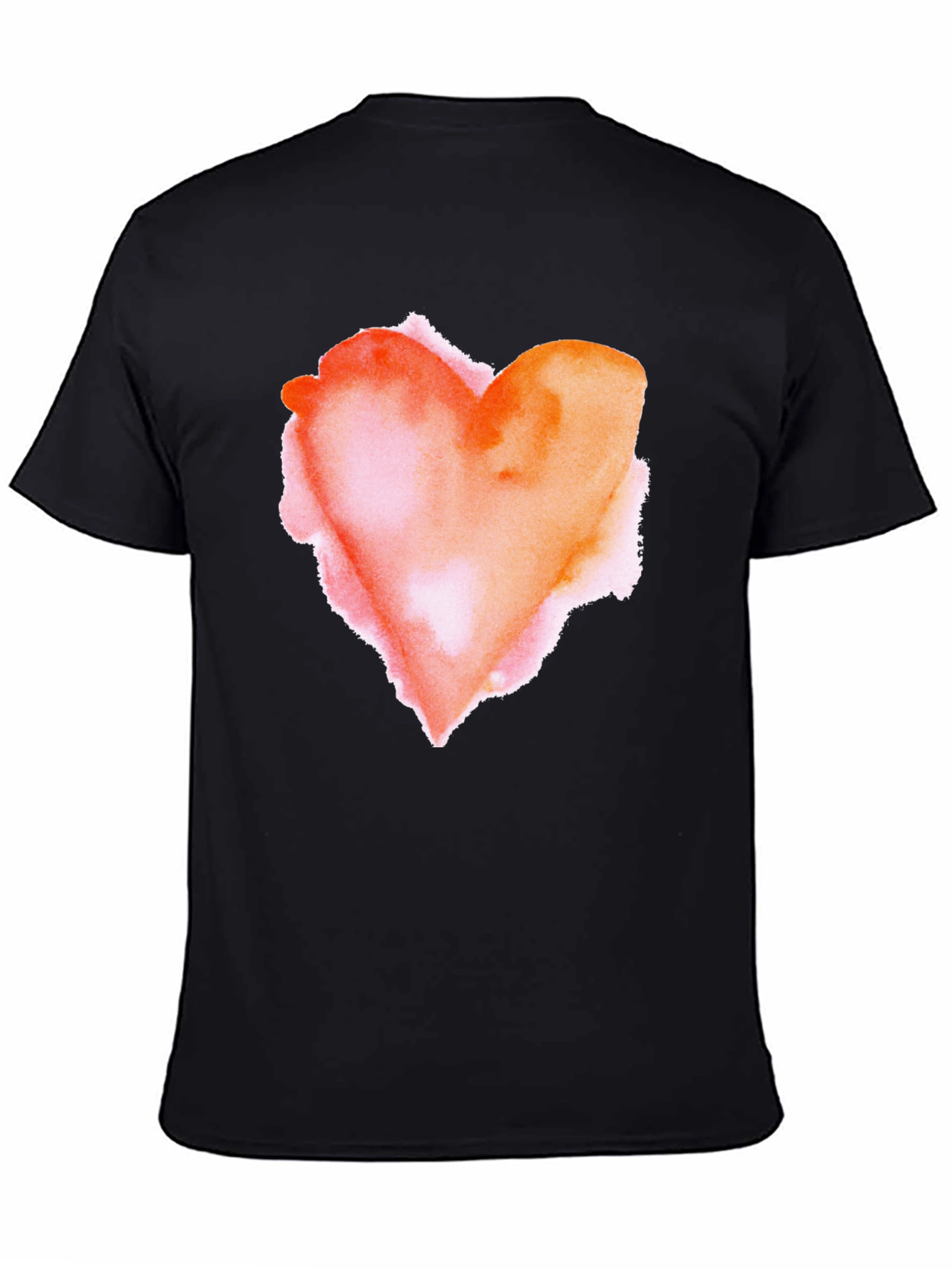 Black Watercolor Heart Graphic Tee - Soft Black Cotton Blend view 4