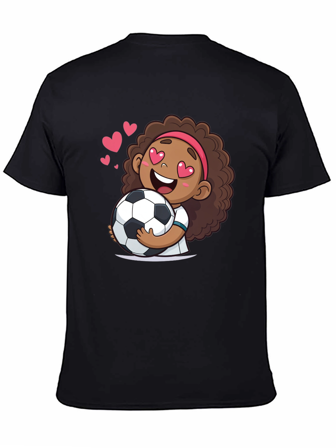 Black Cute Soccer Girl T-Shirt view 4