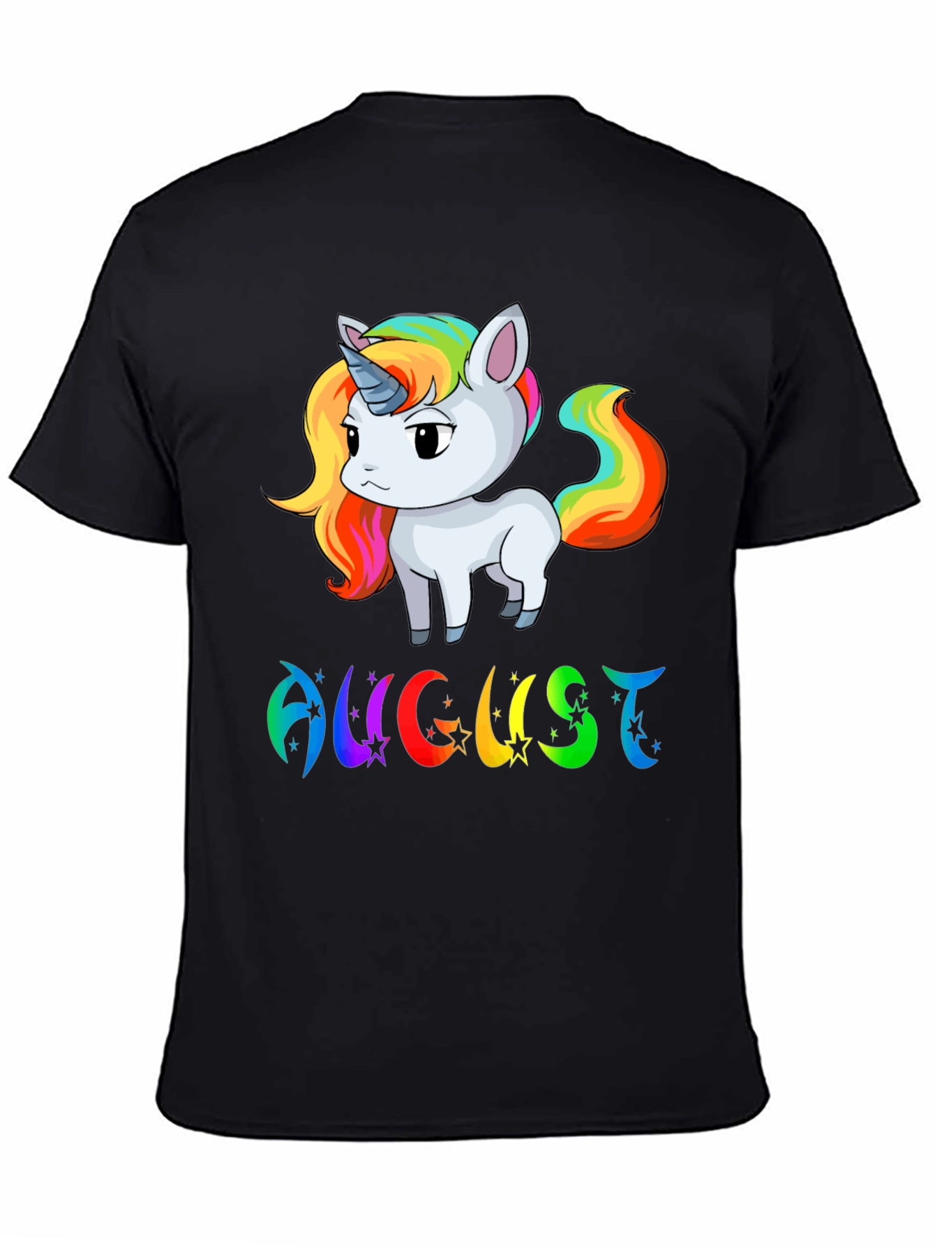Black August Unicorn Birthday T-Shirt view 4