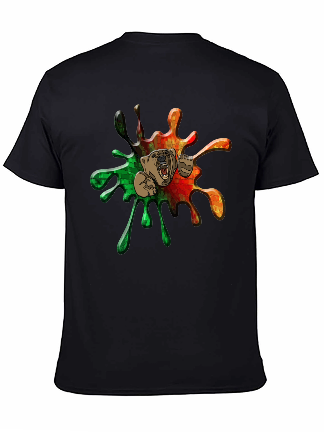 Black Abstract Bear Graphic Tee - Black Cotton Blend view 4