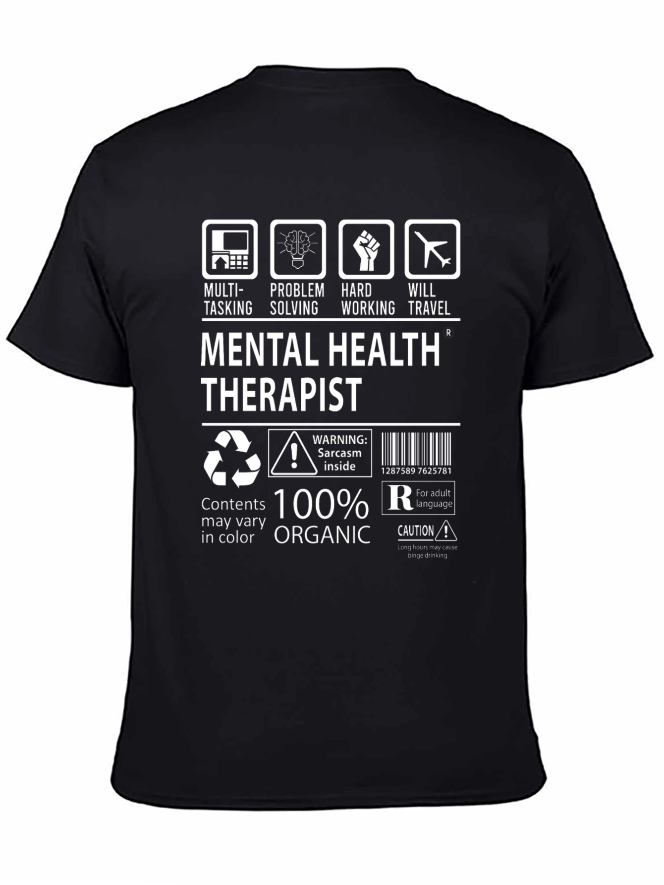 Black Mental Health Therapist T-Shirt - 100% Organic view 4
