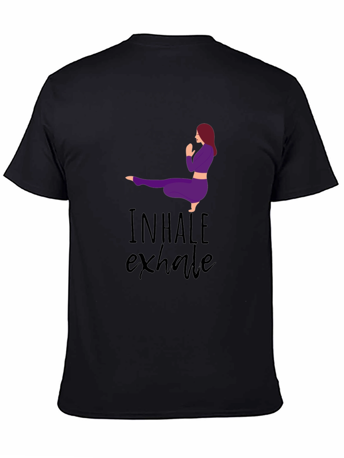 Black Inhale Exhale Yoga Graphic Tee - Black view 4