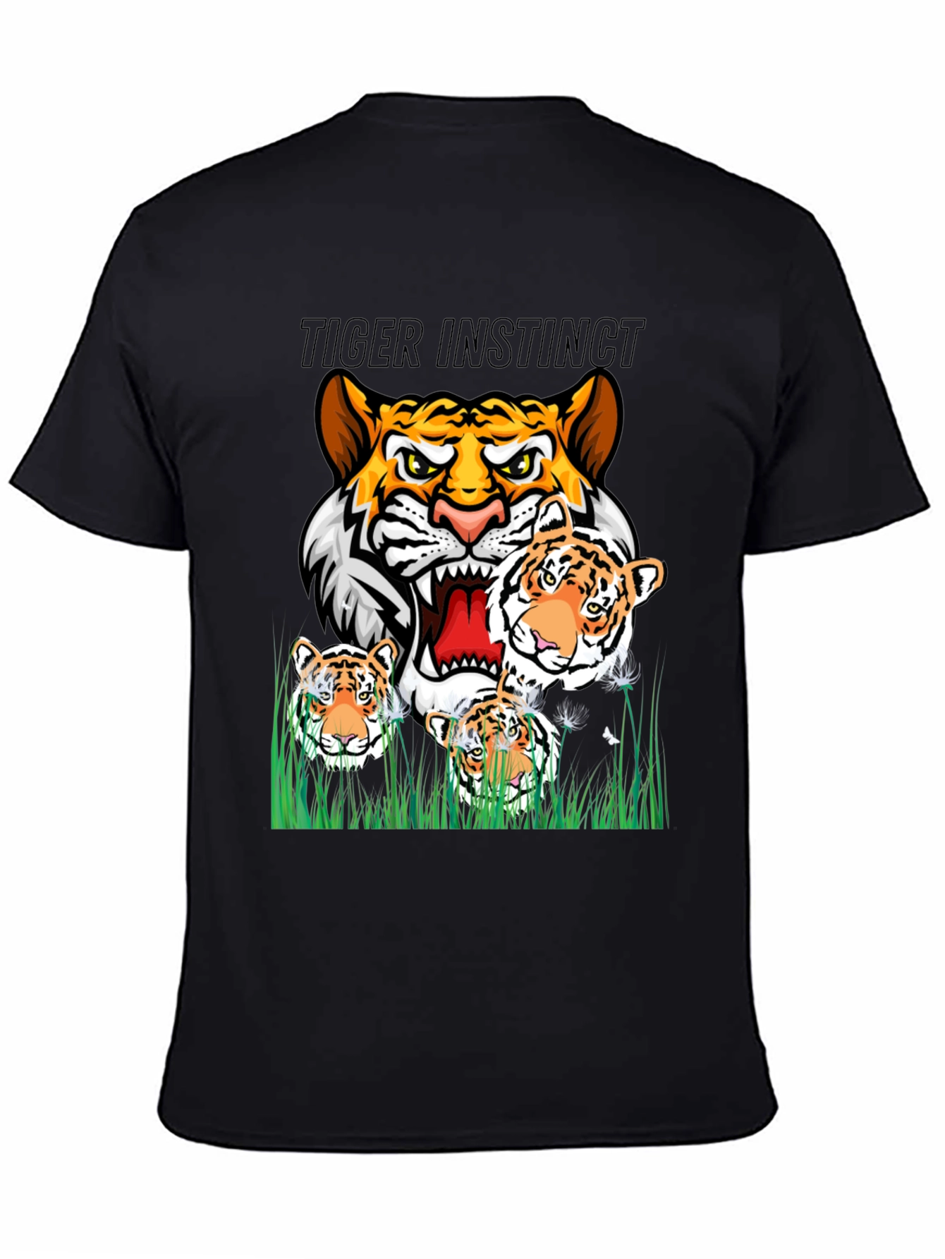 Black Tiger Instinct Black Graphic T-Shirt view 4