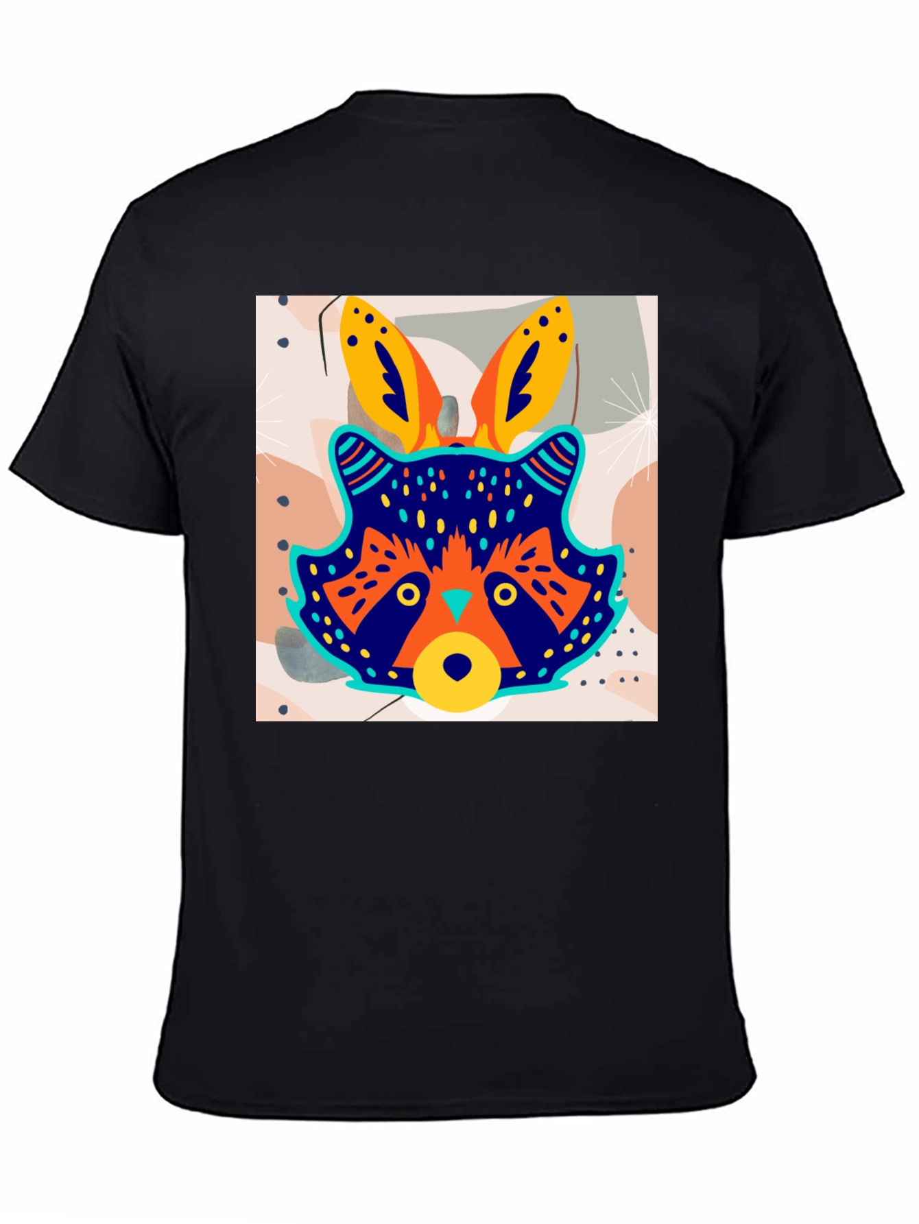 Black Funky Raccoon Graphic Tee - Stylish Men's Black T-Shirt view 4