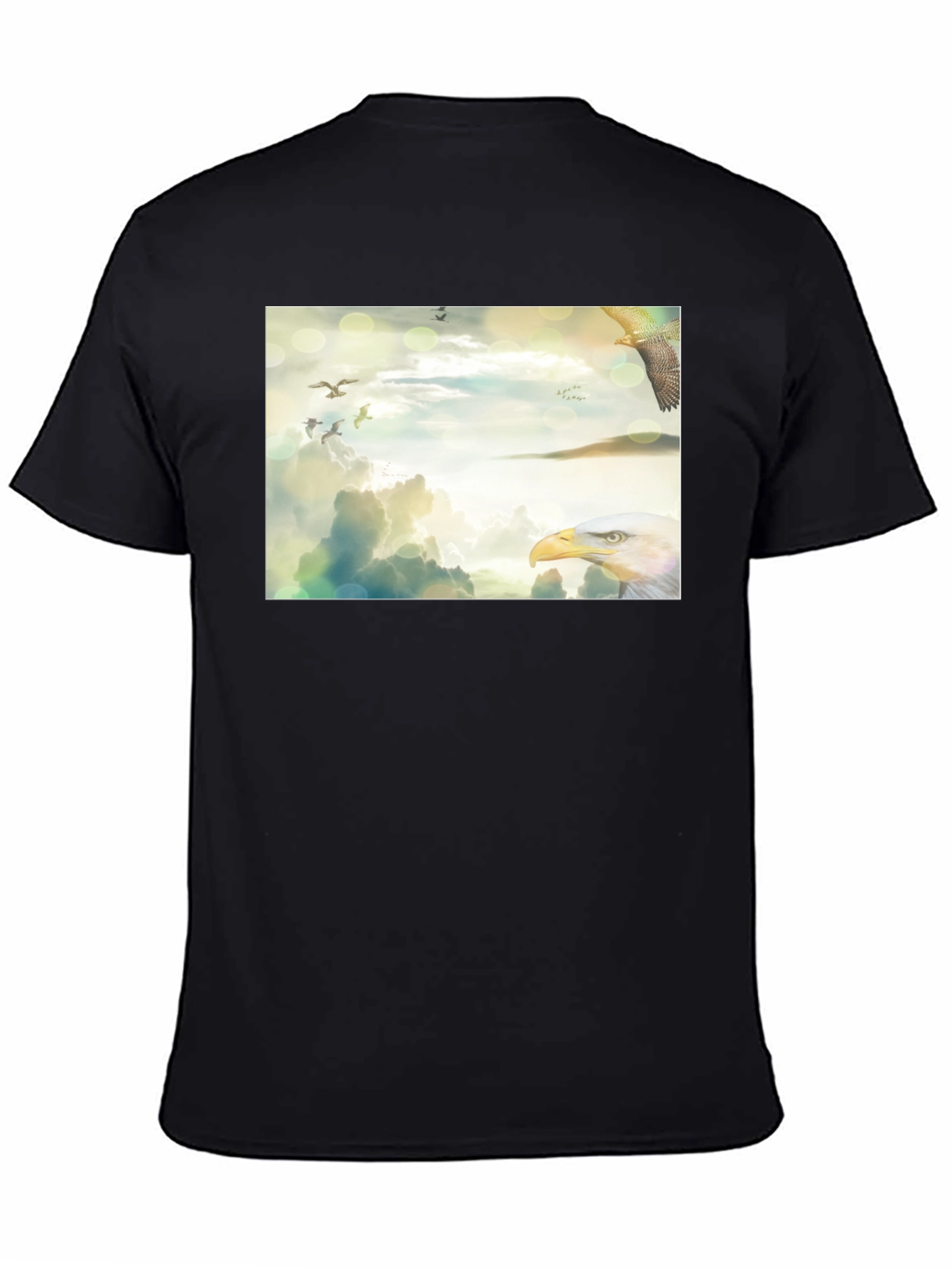 Black Eagle Sky Print Black T-Shirt view 4