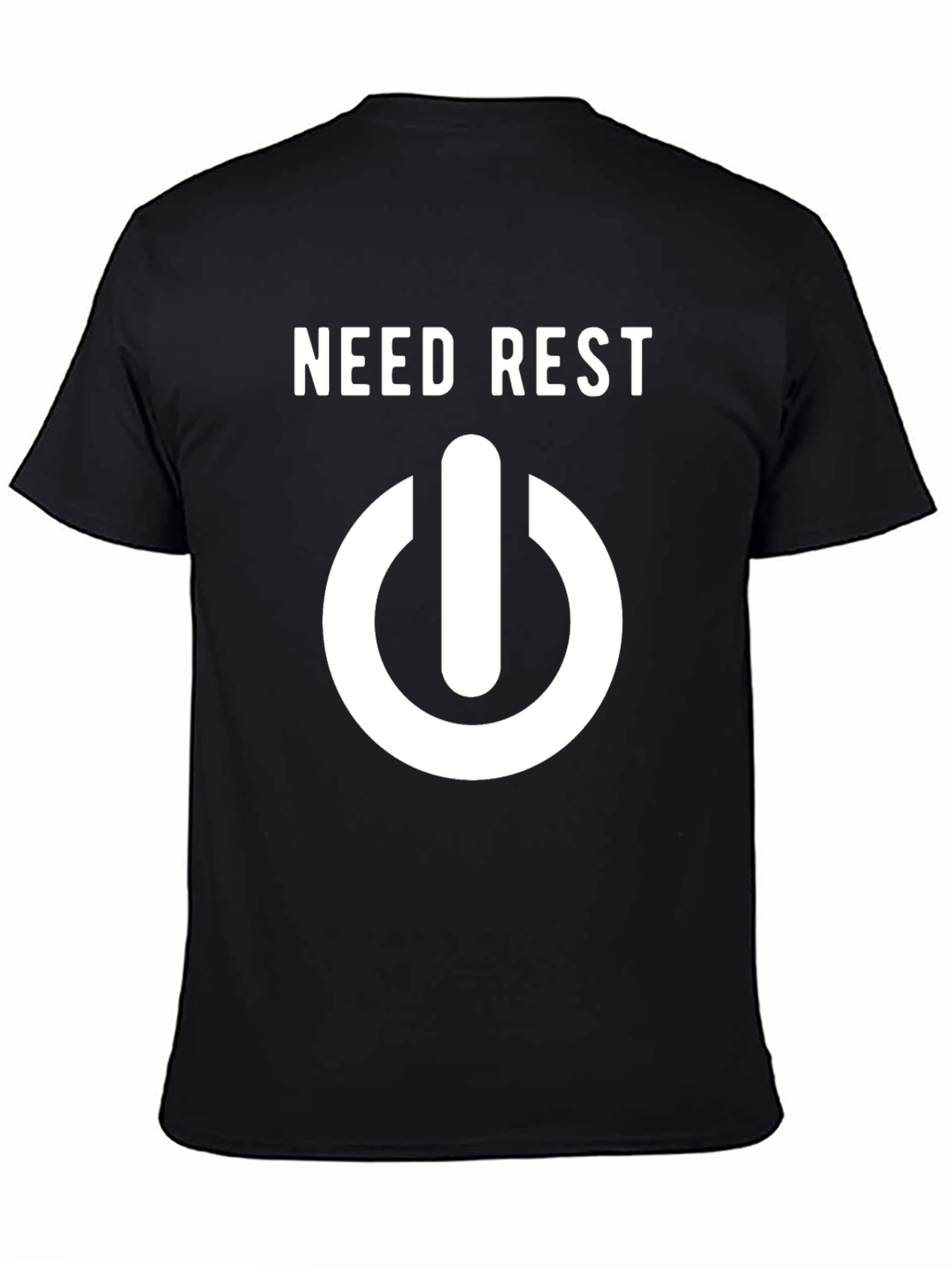 Black Need Rest T-Shirt: Power Button Design, Casual Comfort view 4
