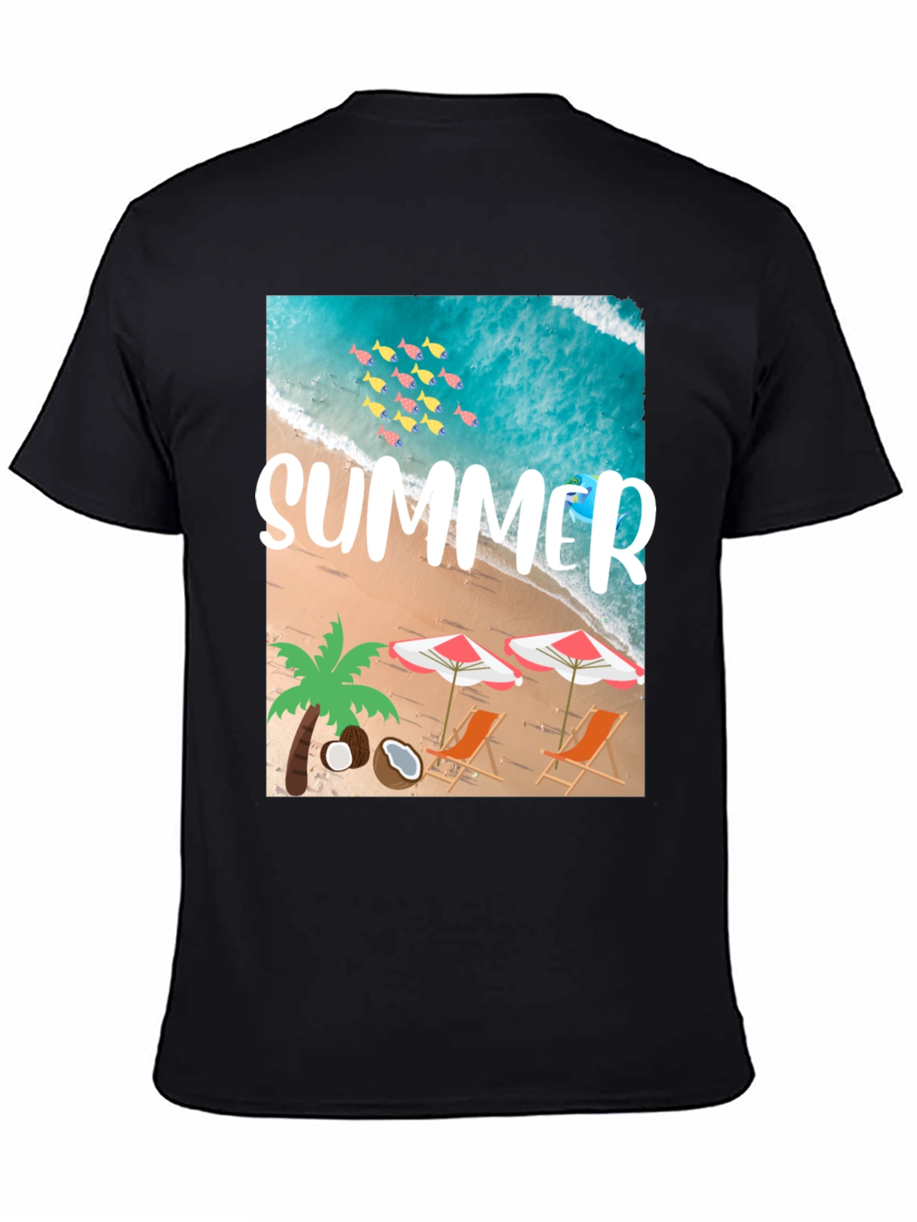 Black Summer Beach Graphic T-Shirt view 4