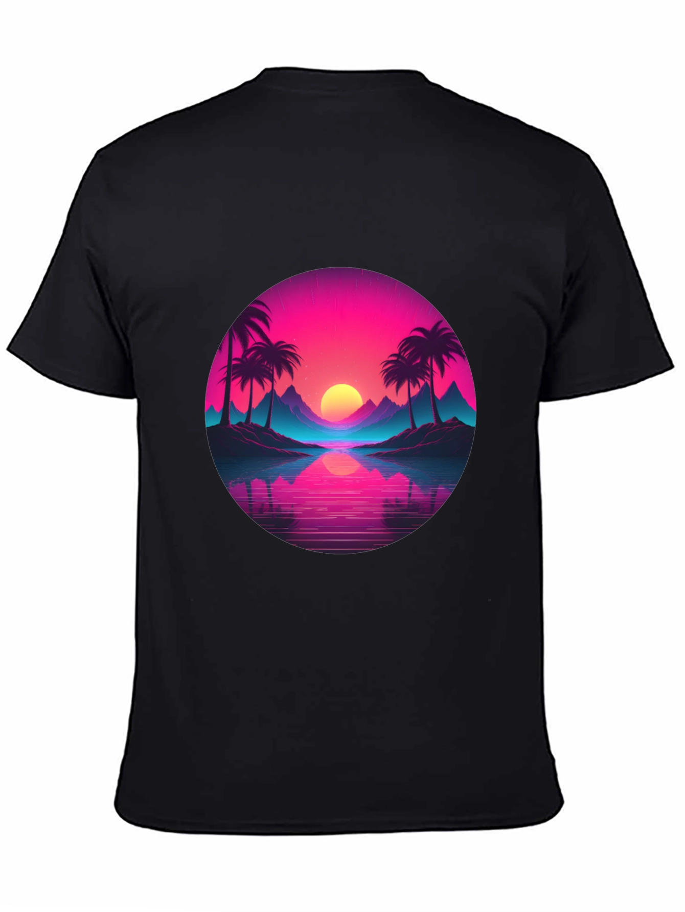 Black Retro Sunset Palm T-Shirt - Vibrant Graphic Tee view 4