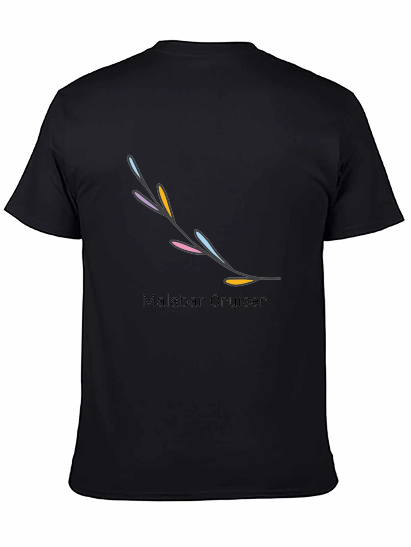 Black Trendy Black Graphic Tee with Artistic Branch Design view 4