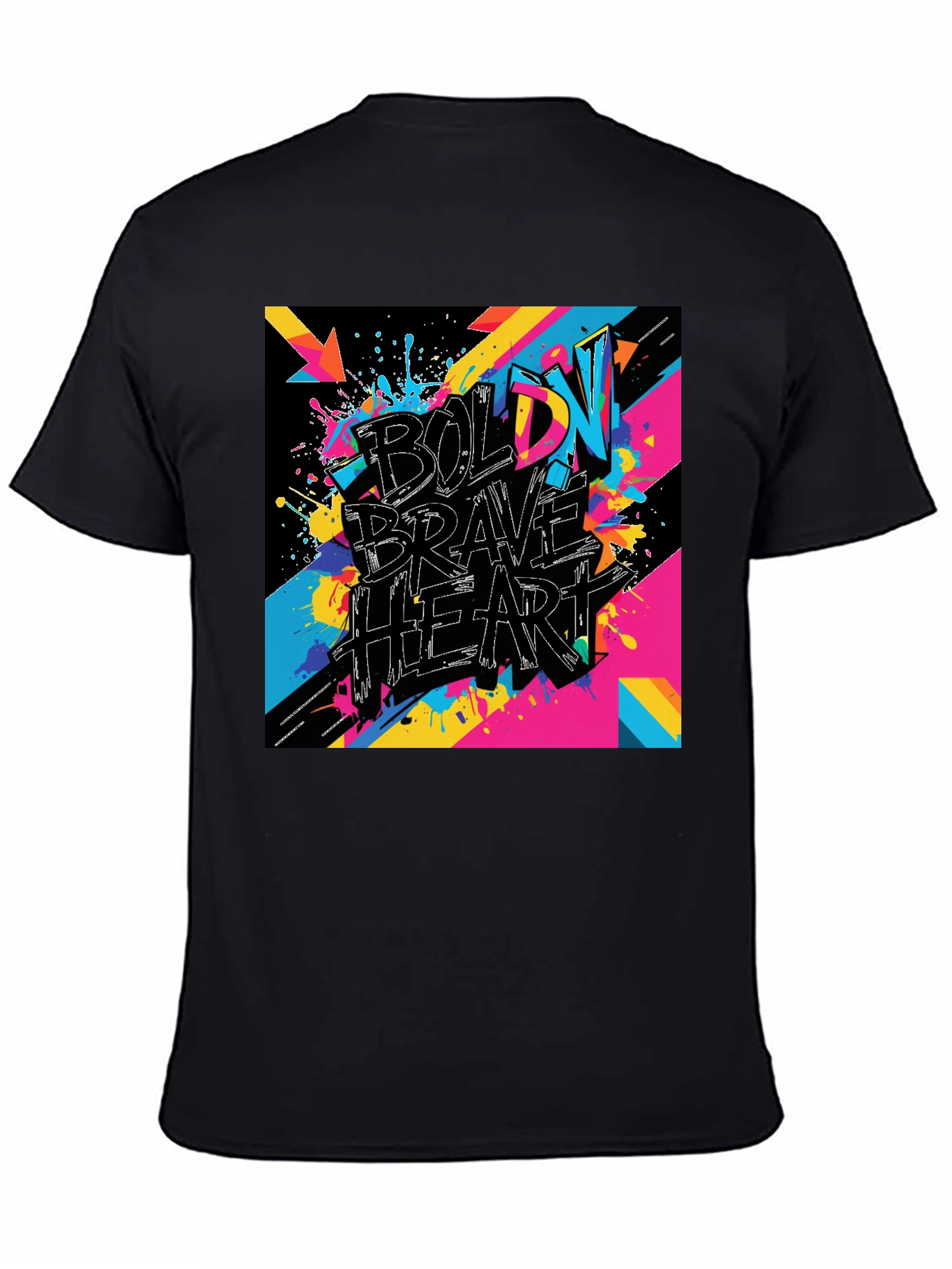 Black Bold Brave Heart Graphic Tee - Black view 4