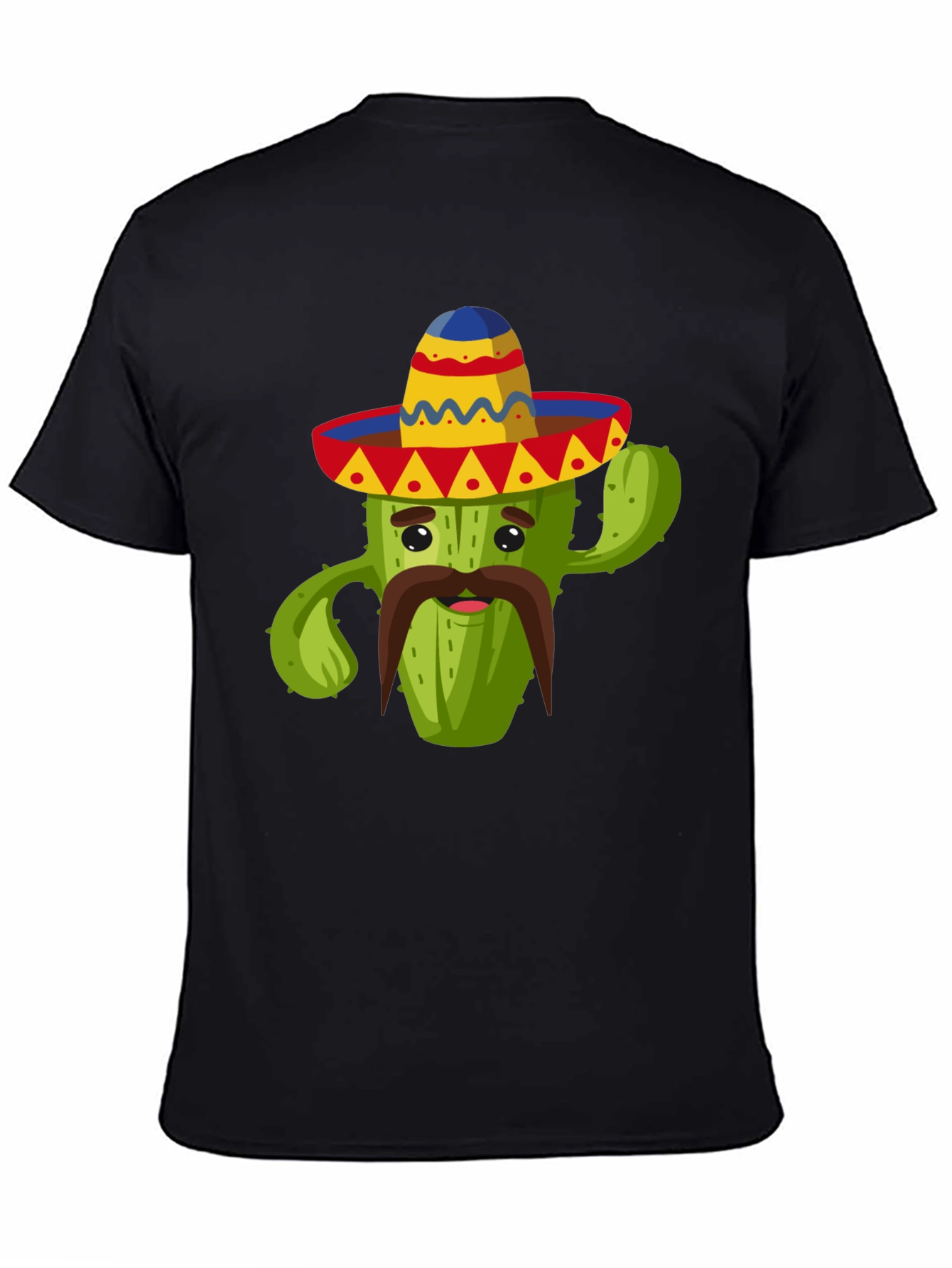 Black Cactus Sombrero Graphic Tee - Fun Cinco de Mayo Shirt view 4