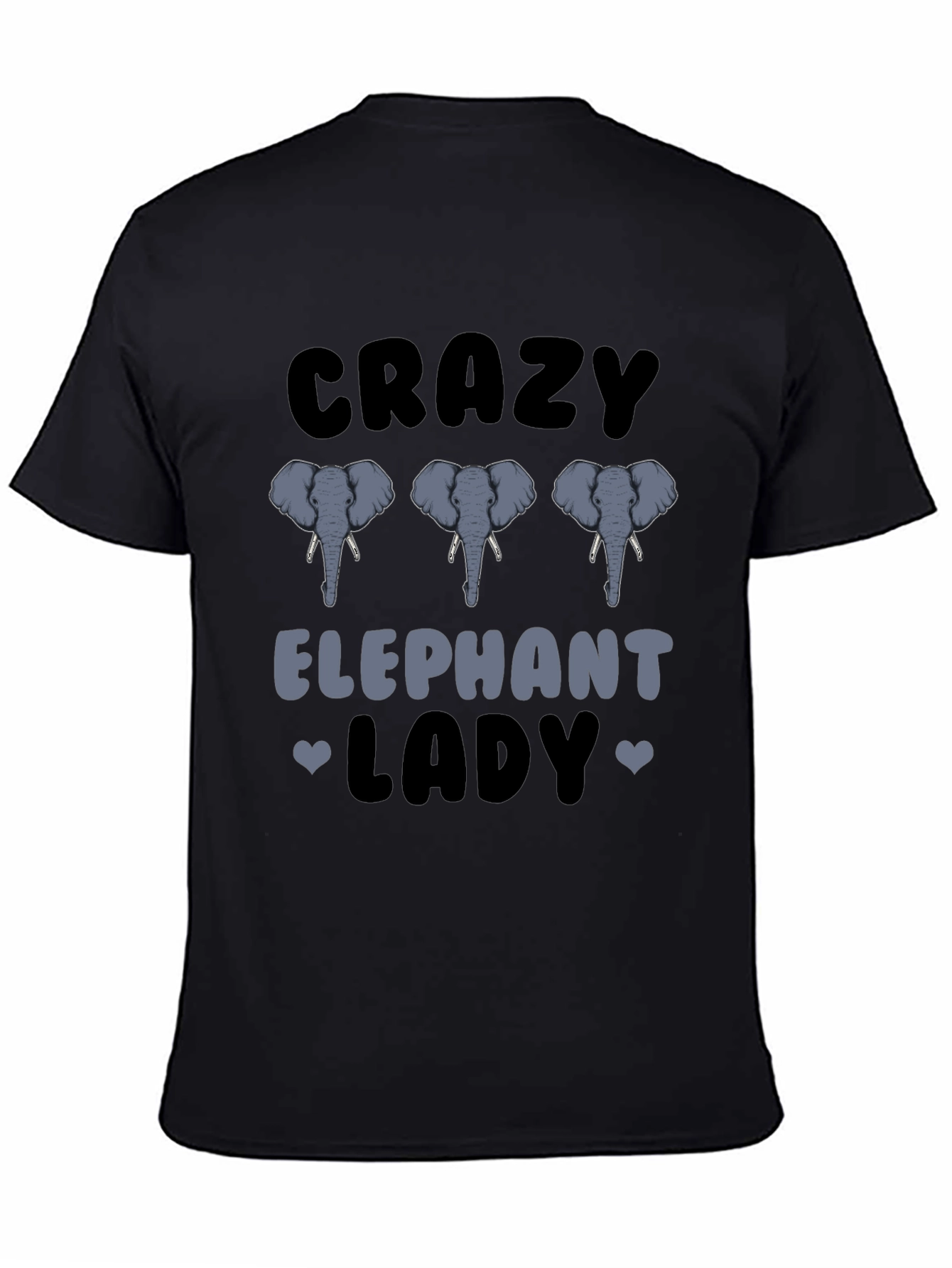 Black Crazy Elephant Lady Graphic T-Shirt view 4